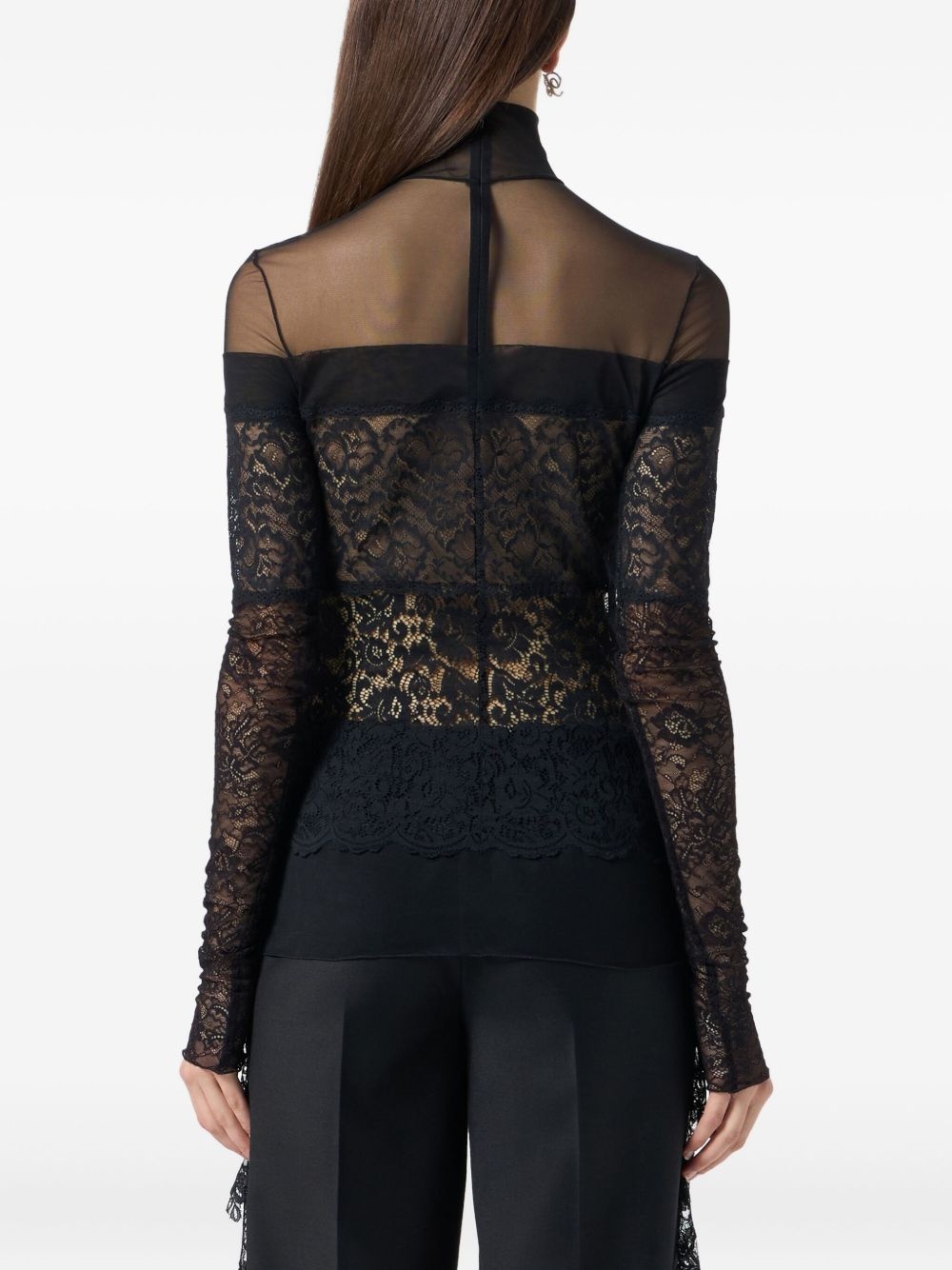 sheer-lace mock-neck top - 5