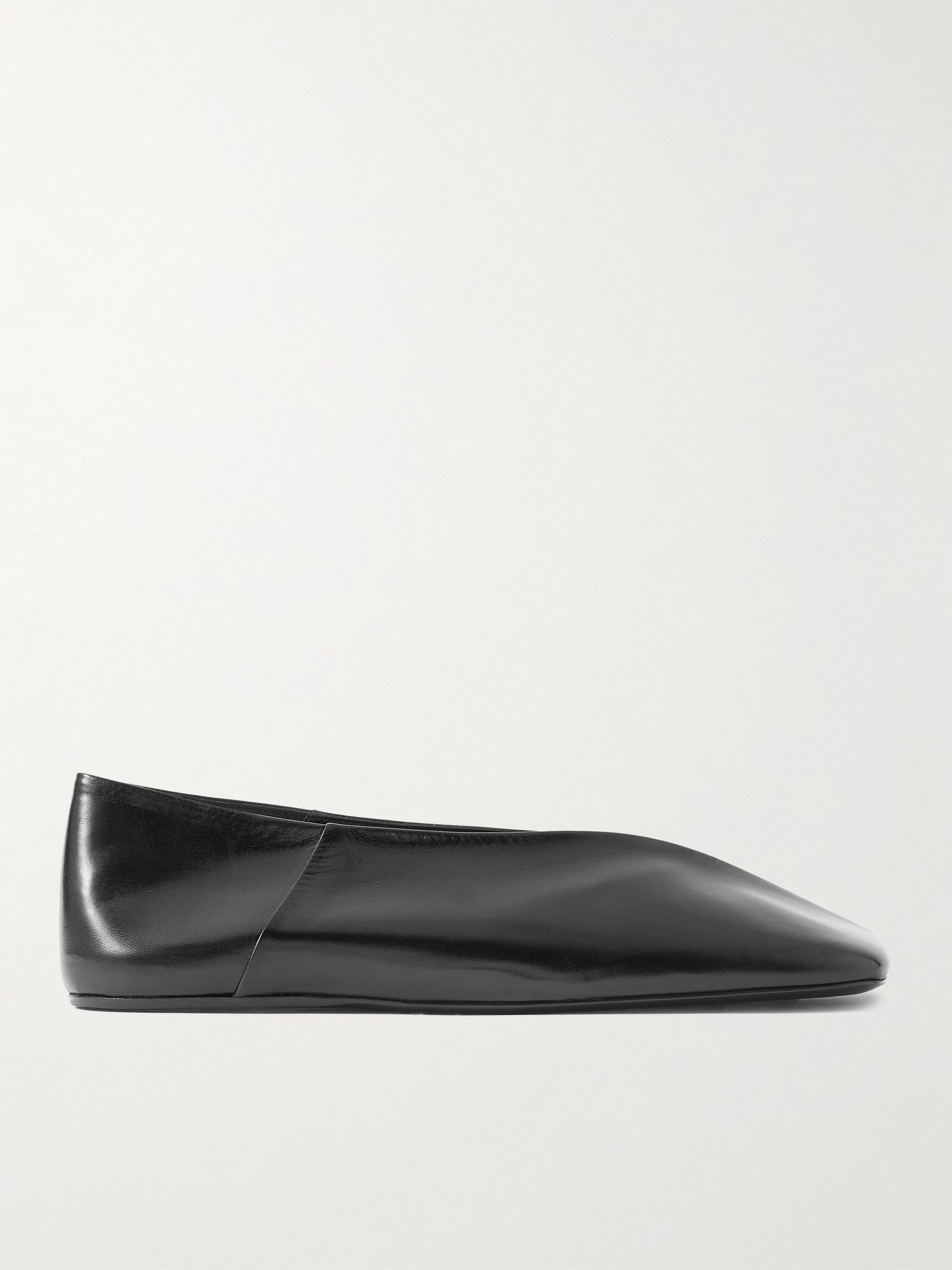 Asymmetric leather ballet flats Black - 5