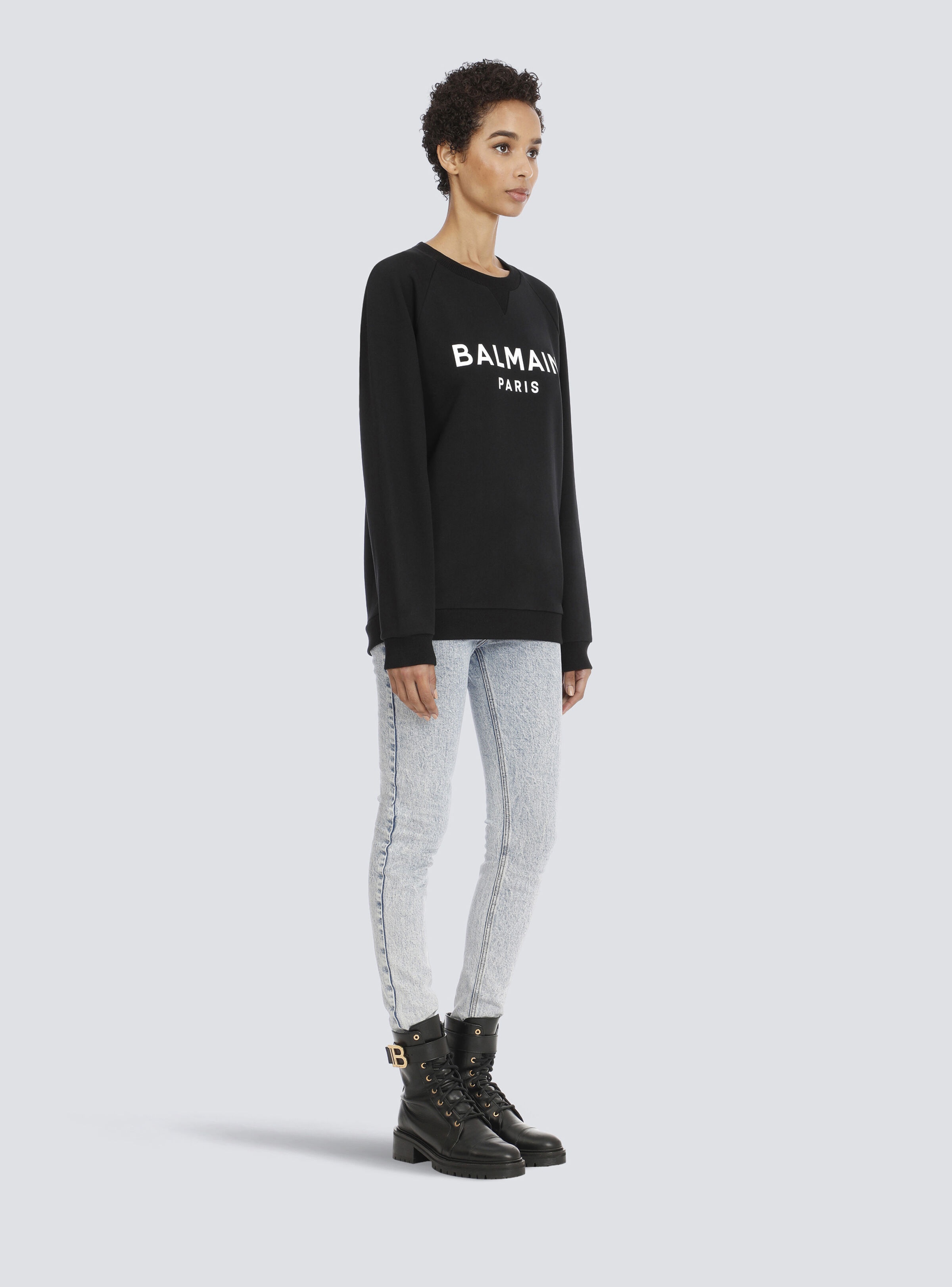 Eco-designed cotton sweatshirt with Balmain logo print - 5