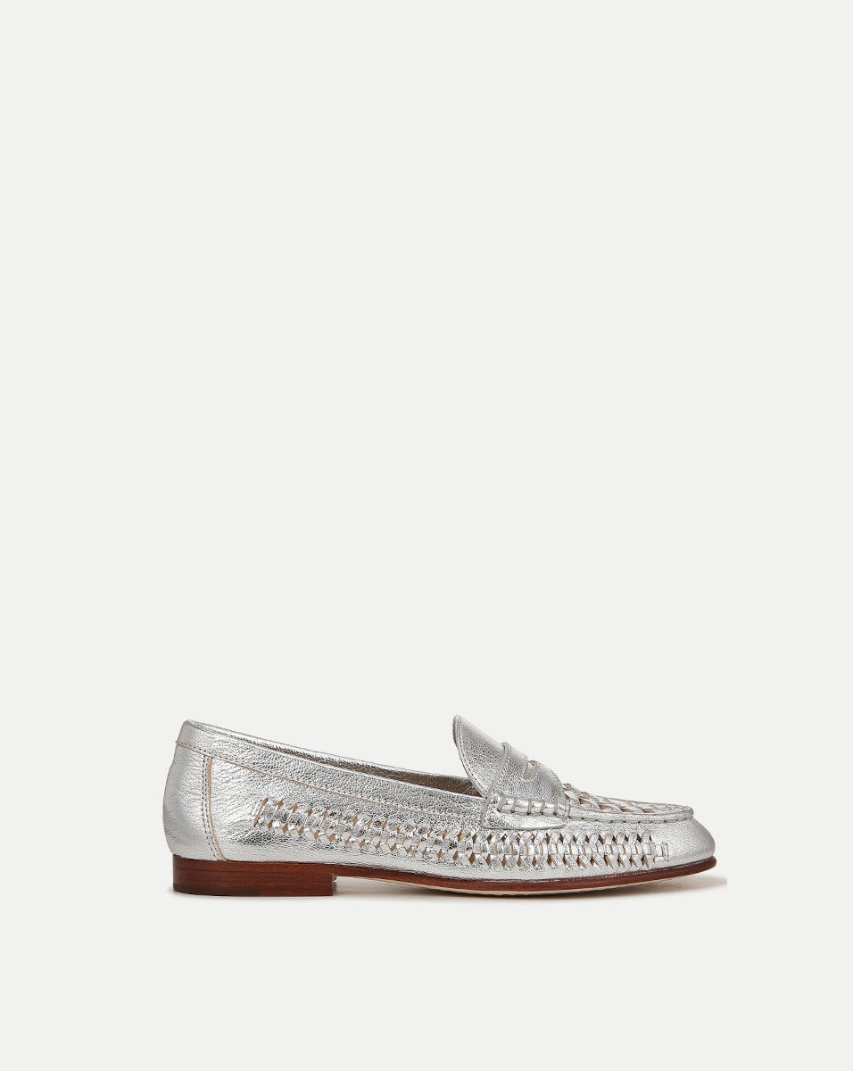 PENNY WOVEN METALLIC LEATHER LOAFER - 1