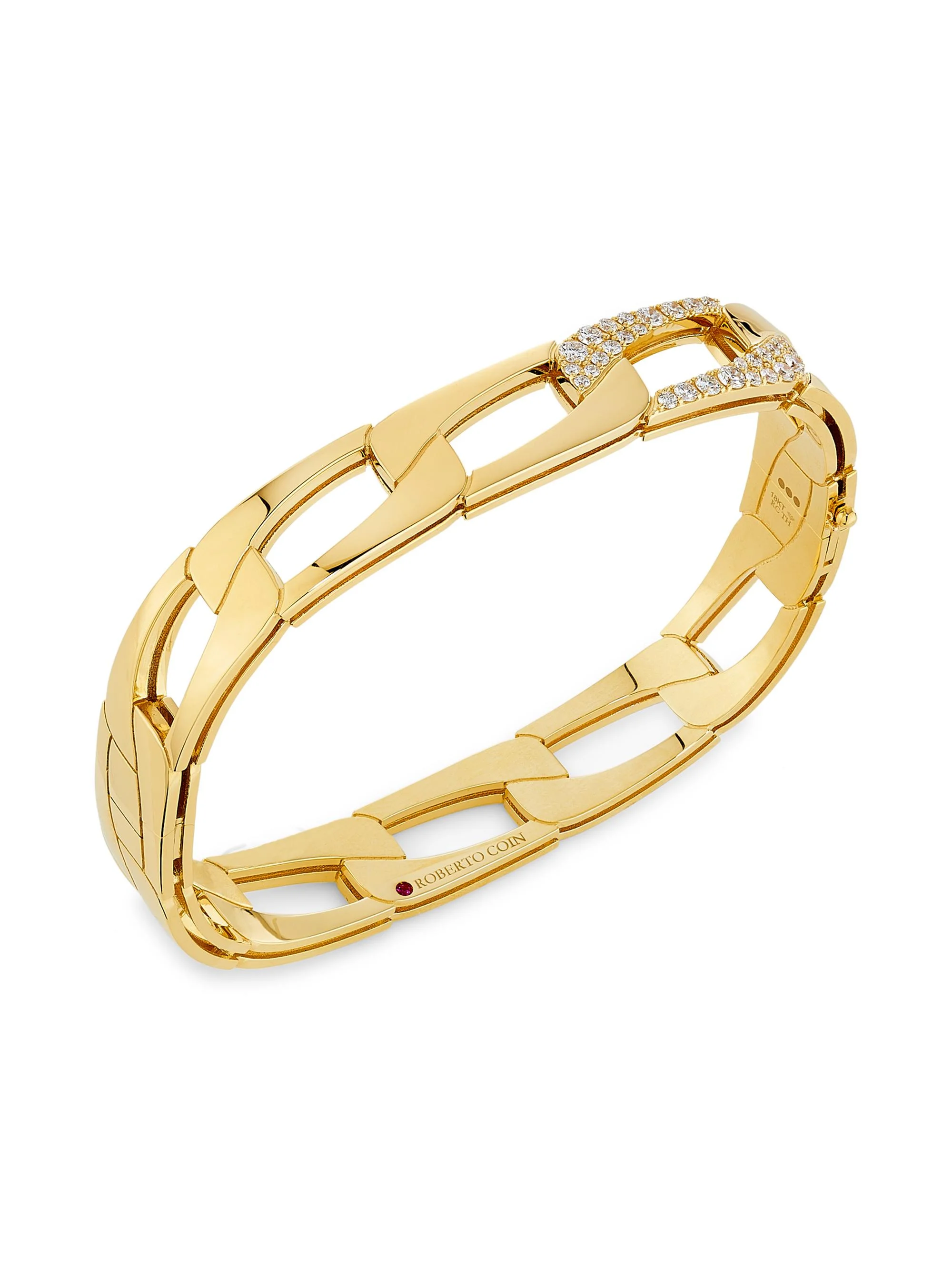 Women's Navarra 18K Yellow Gold & 0.50 TCW Diamond Square Chain Bangle - Yellow Gold - 1
