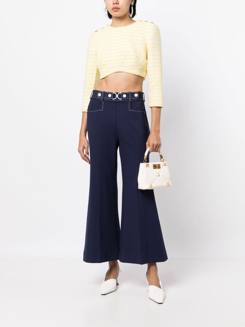 embroidered-striped cropped top - 2