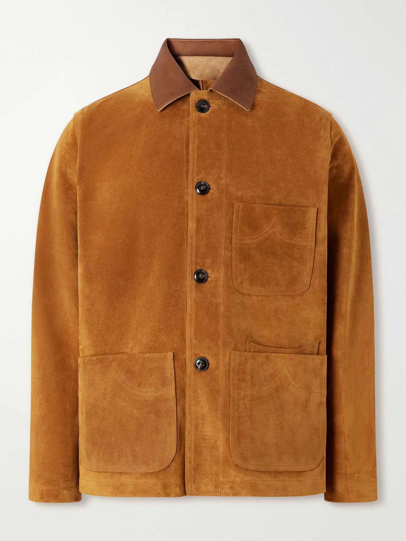 Montana Leather-Trimmed Suede Jacket Brown - 1