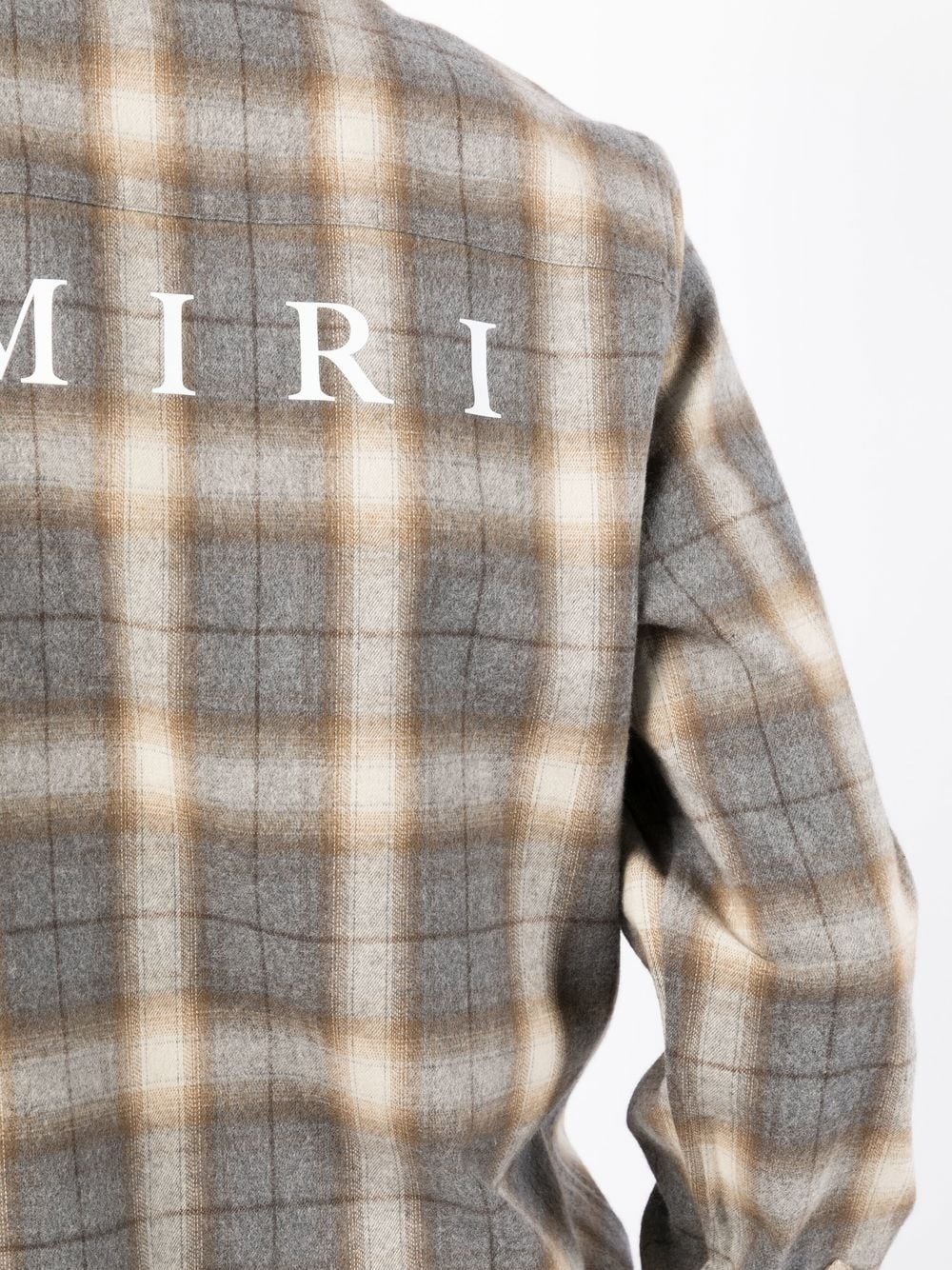 tartan-check logo-print shirt - 5