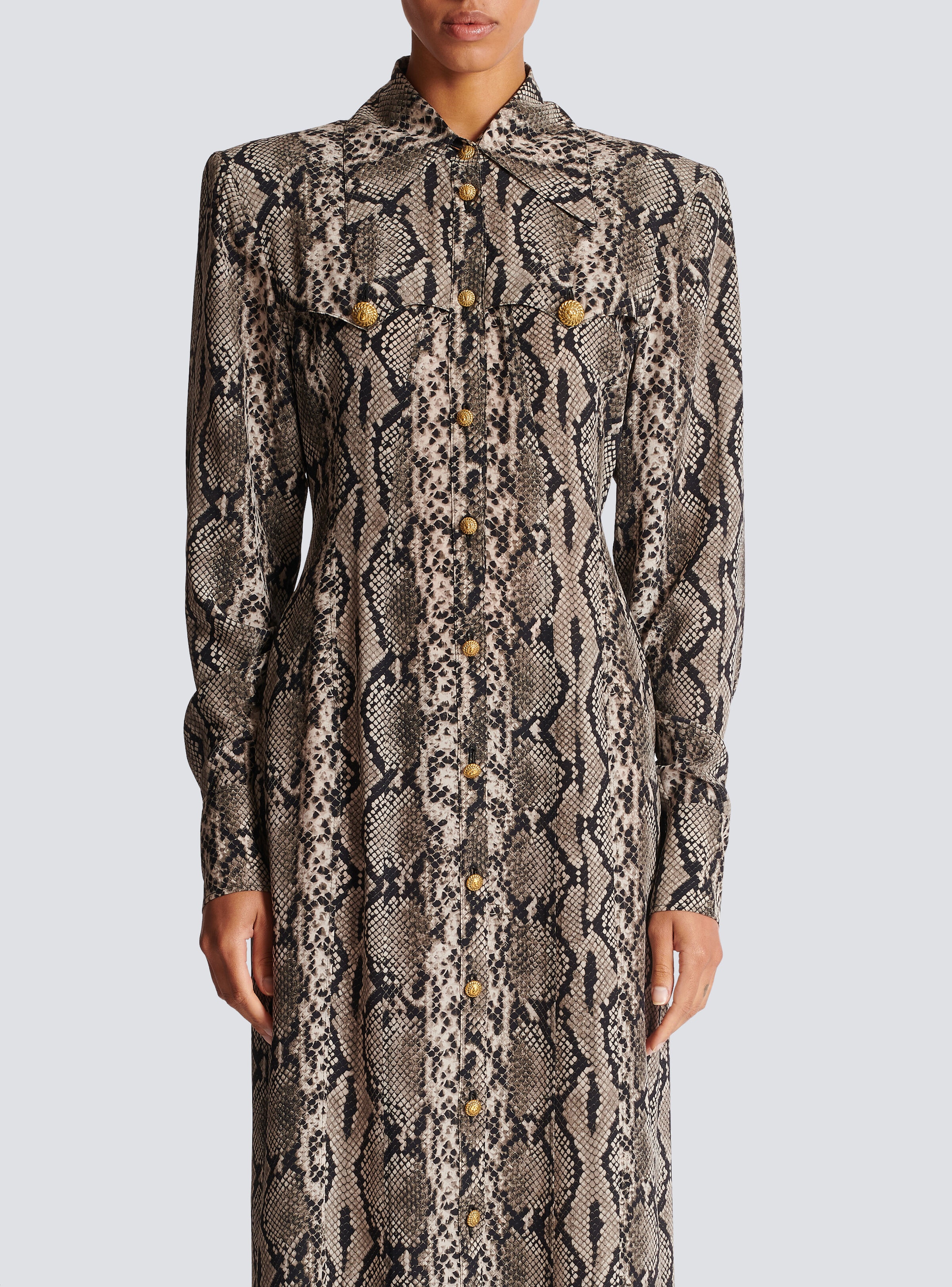 Snakeskin silk shirt dress - 5