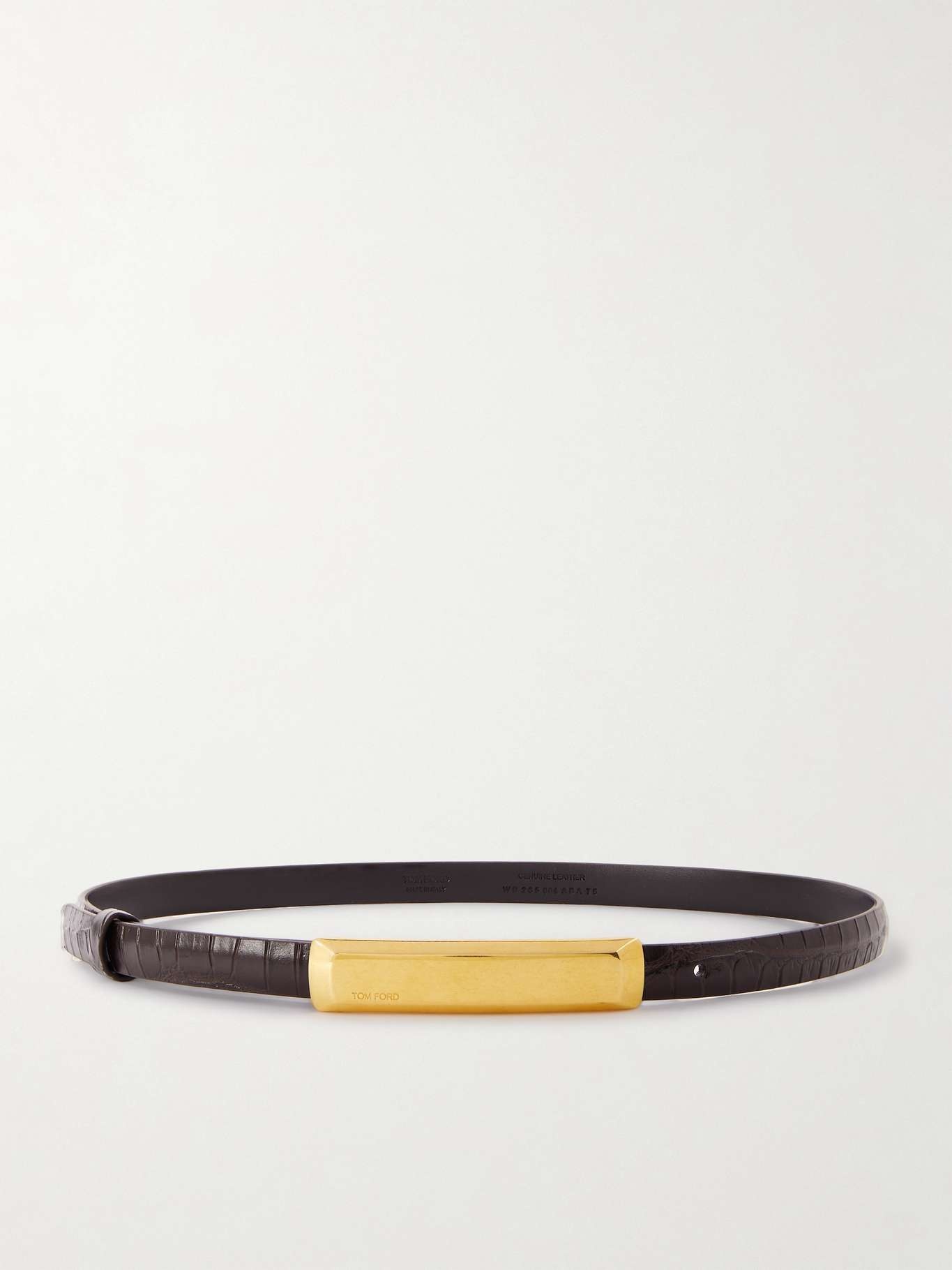 Bar croc-effect leather belt - 1