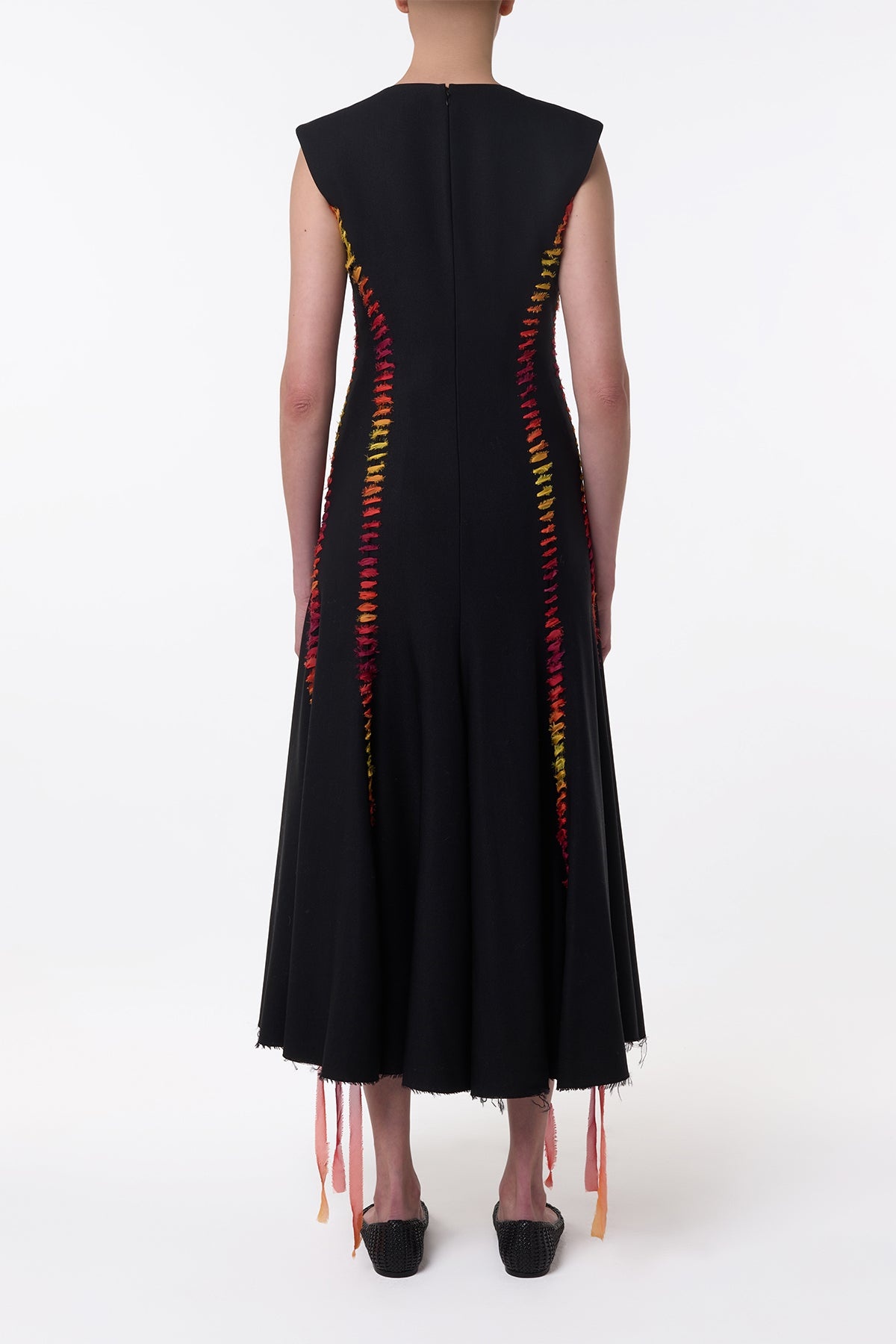 Kendal Laces Midi Dress in Black Wool - 4