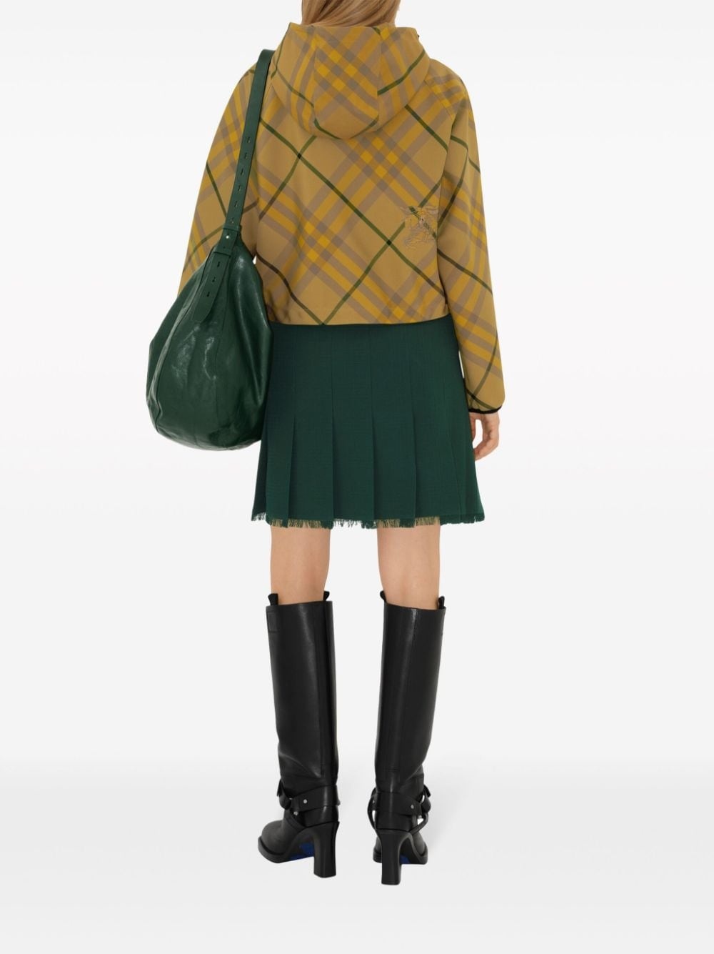 check-pattern zip-up jacket - 4
