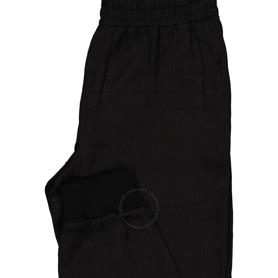 Moschino Ladies Black Allover Logo Viscose Twill Joggers - 7