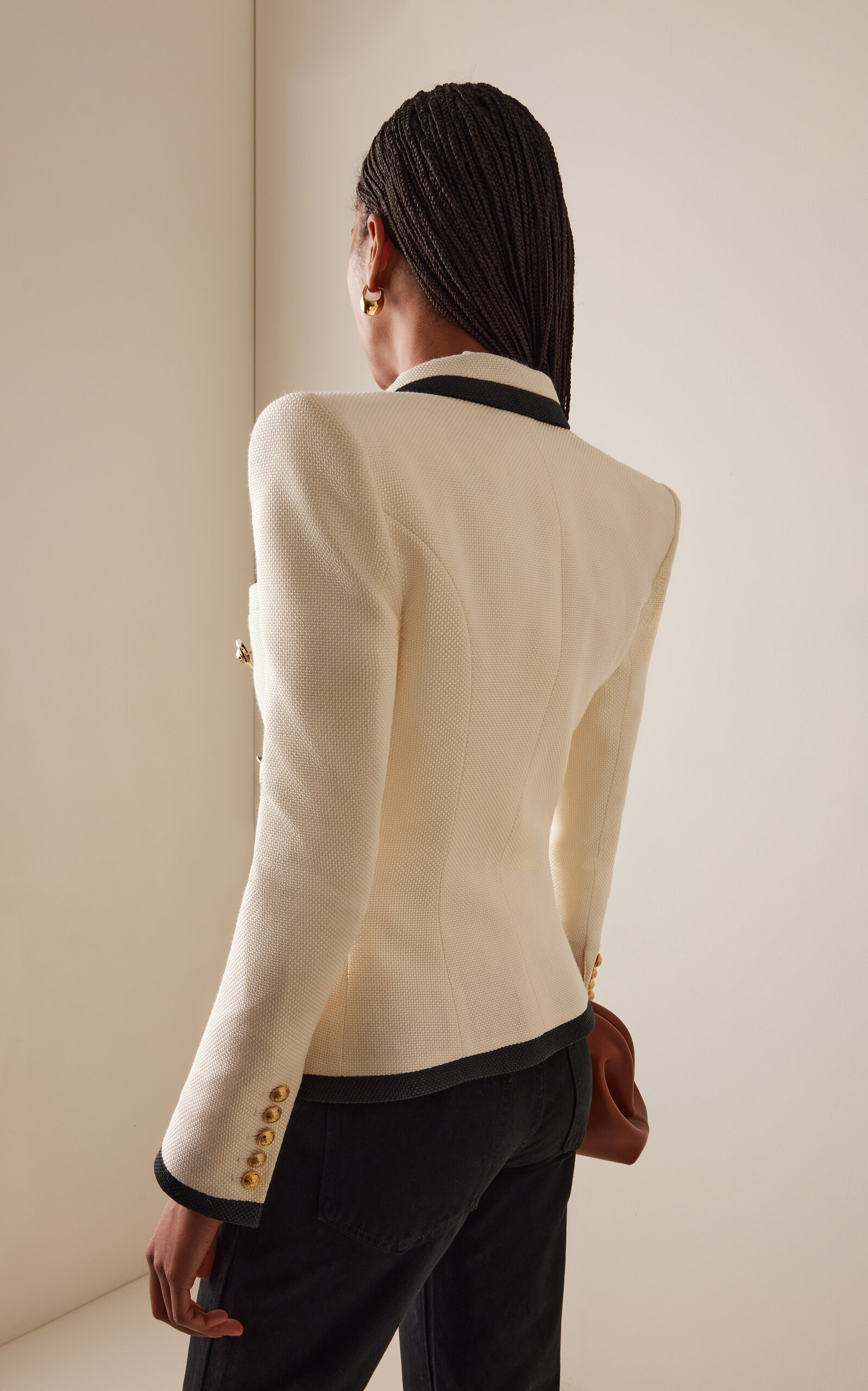 Double-Breasted Natte Blazer black/white - 4