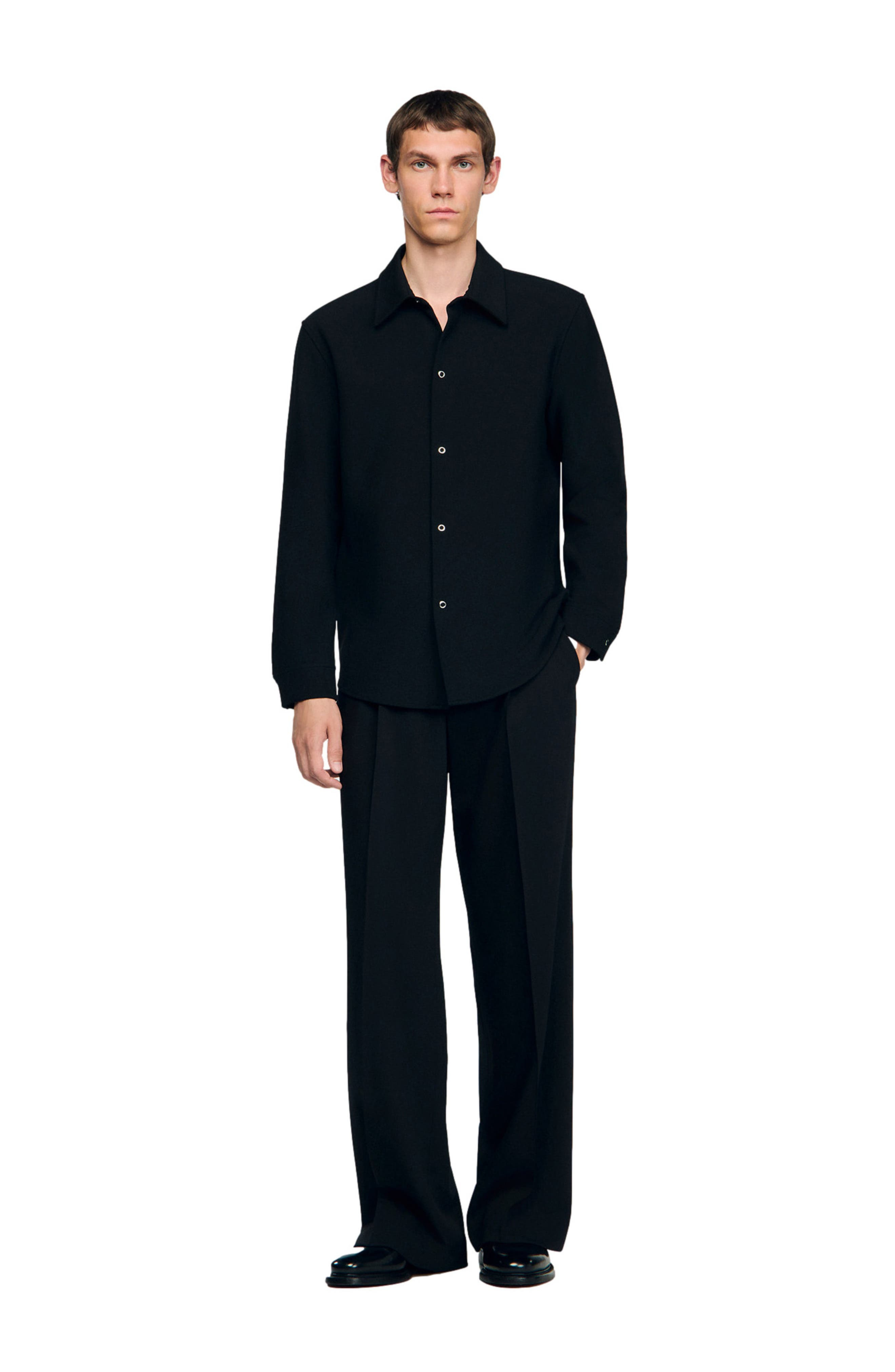 SANDRO Long-sleeved jersey shirt in Black at Nordstrom - 6