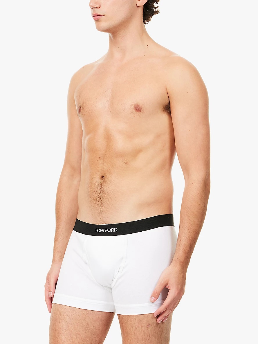 Branded-waistband pack of two stretch-cotton trunks - 2