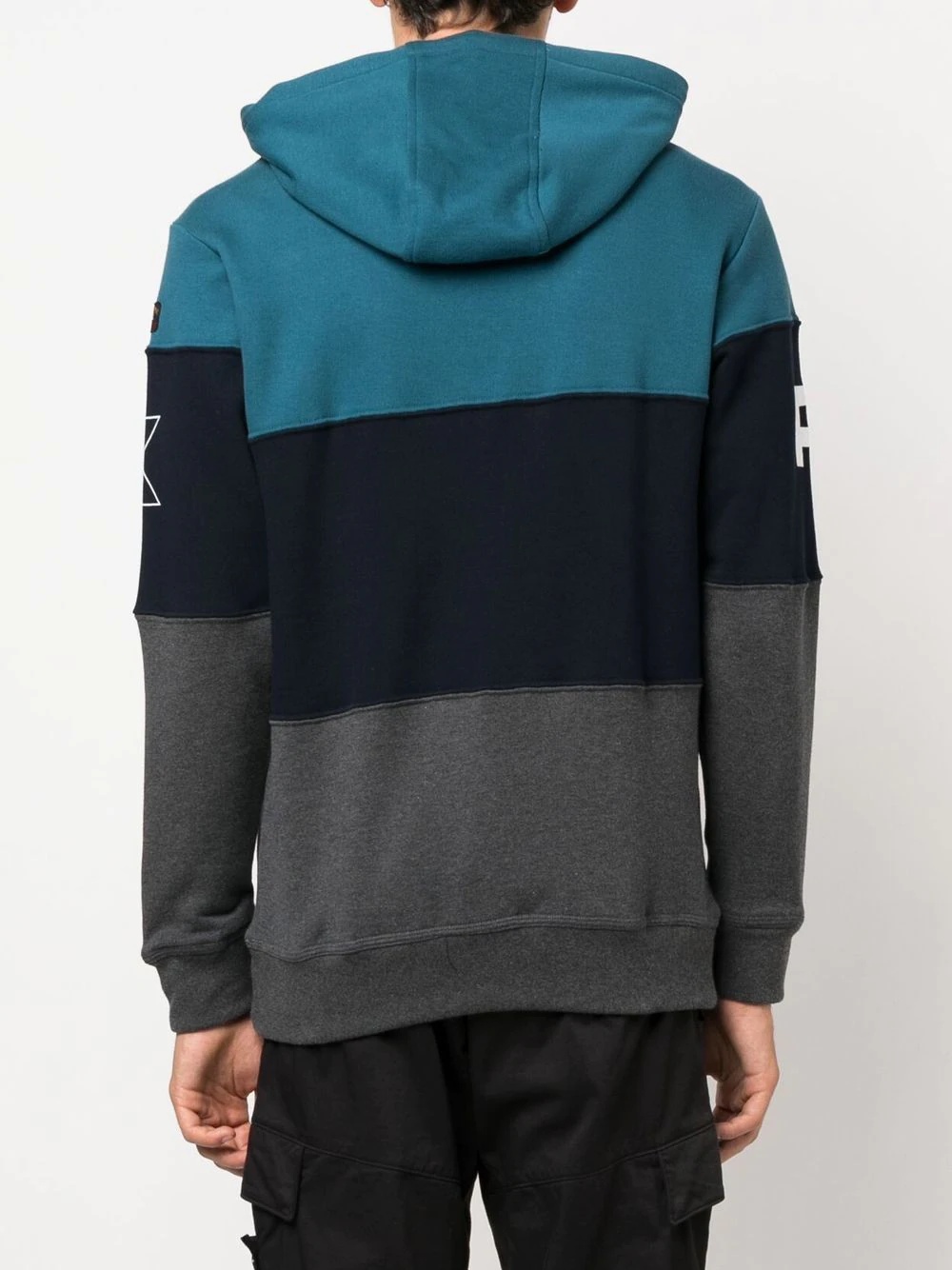 logo-print colour-block hoodie - 4