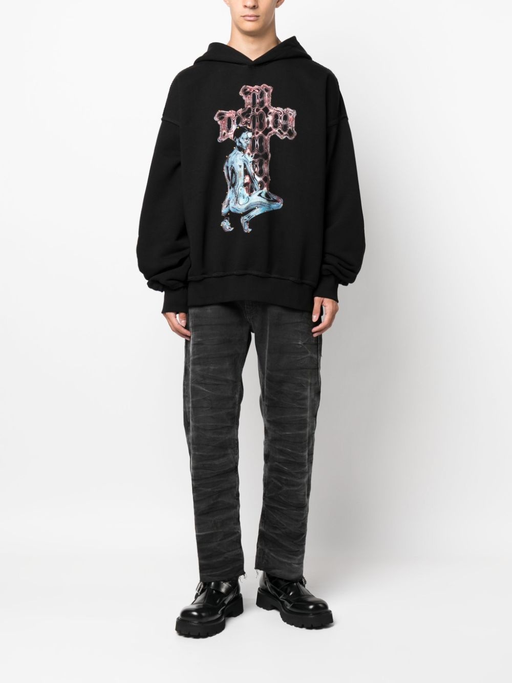 graphic-print cotton-blend hoodie - 2