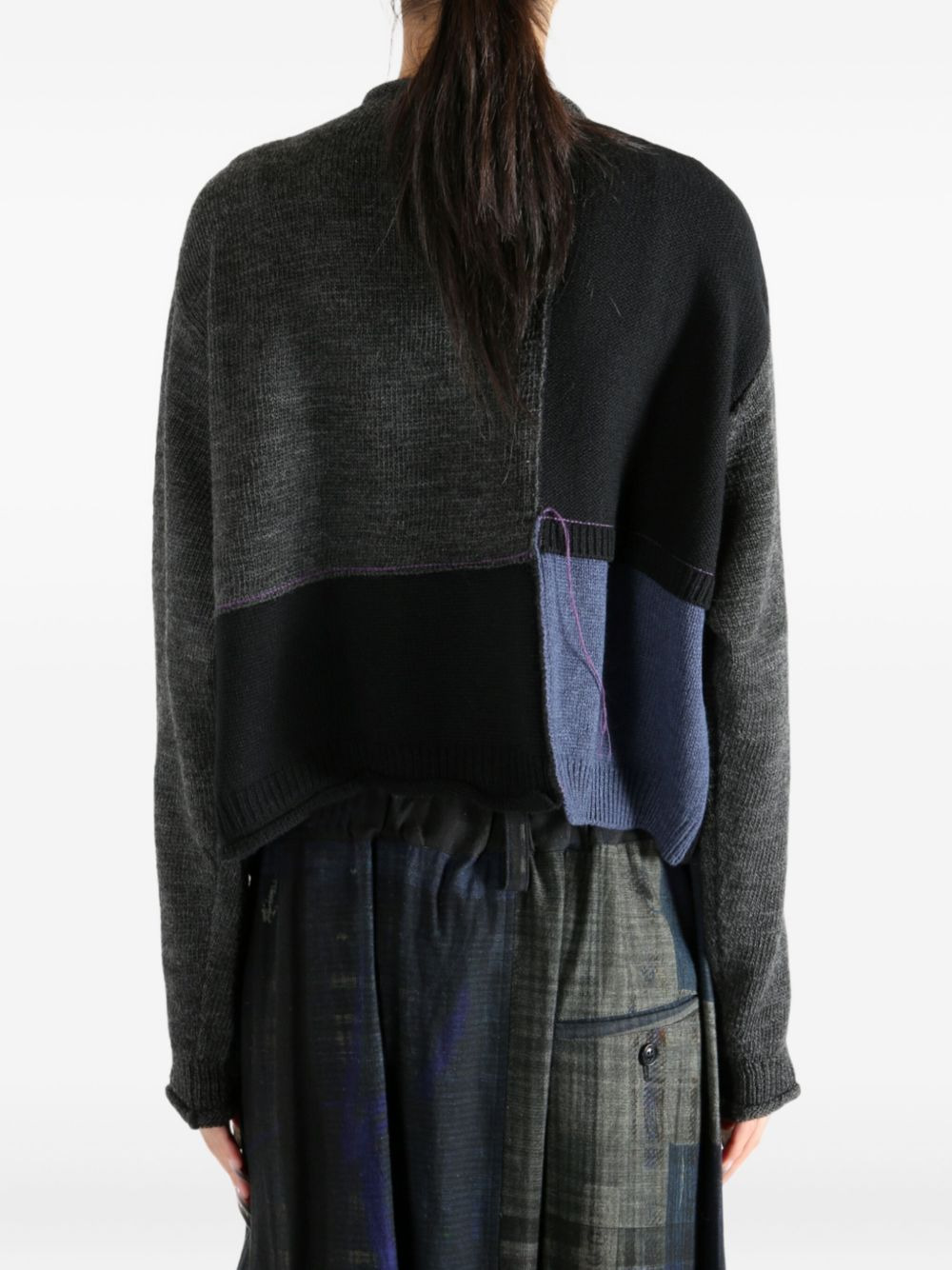 patchwork wool cardigan - 5