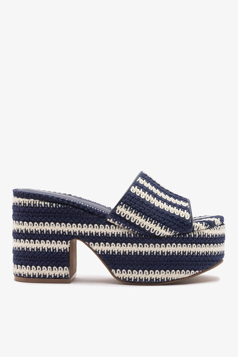 Miso Crochet Mule Striped Navy 1