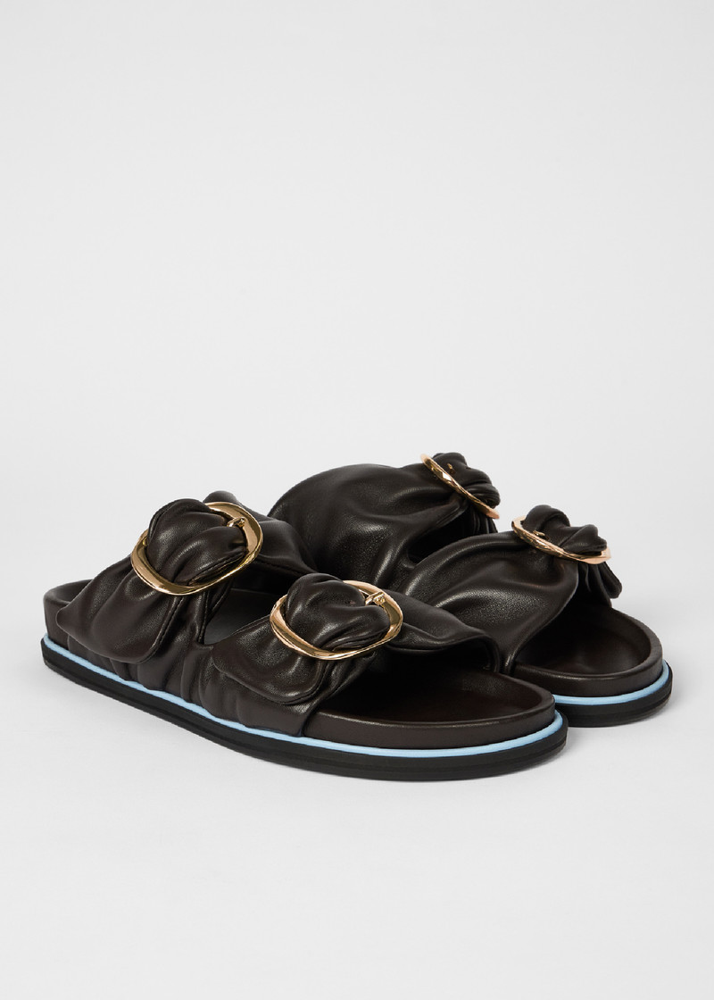 Women's Dark Brown 'Camolin' Double Strap Mule Sandals 4