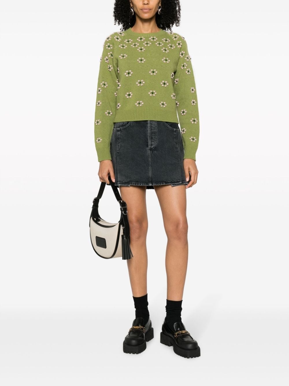floral-embroidered wool jumper - 2