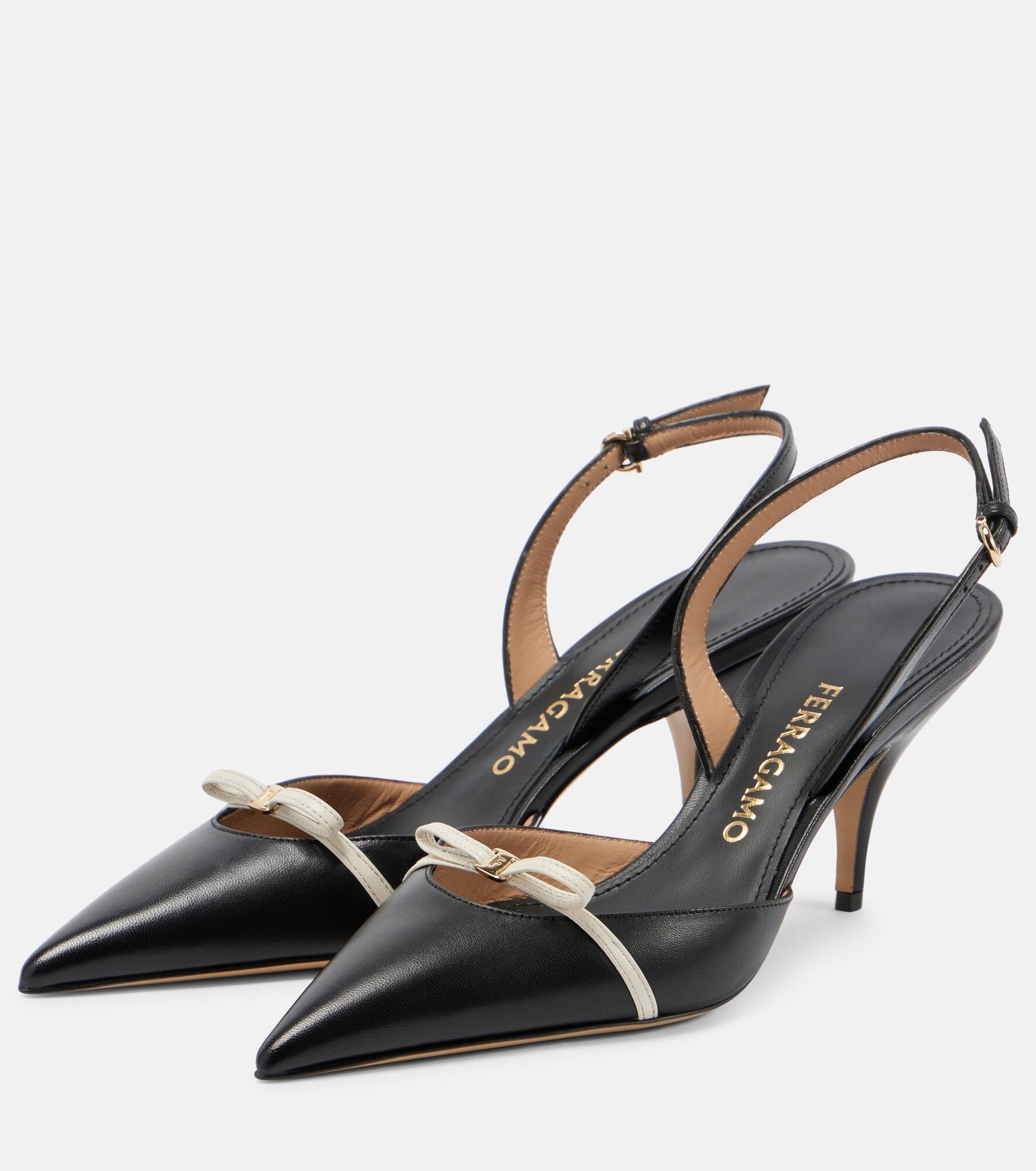 Gylla 70 leather slingback pumps - 4