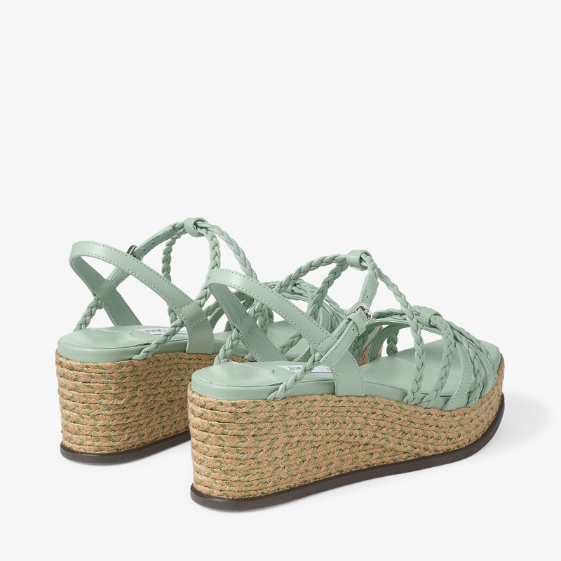 Nyra 60 Verde Nappa Leather Sandal Wedges 6