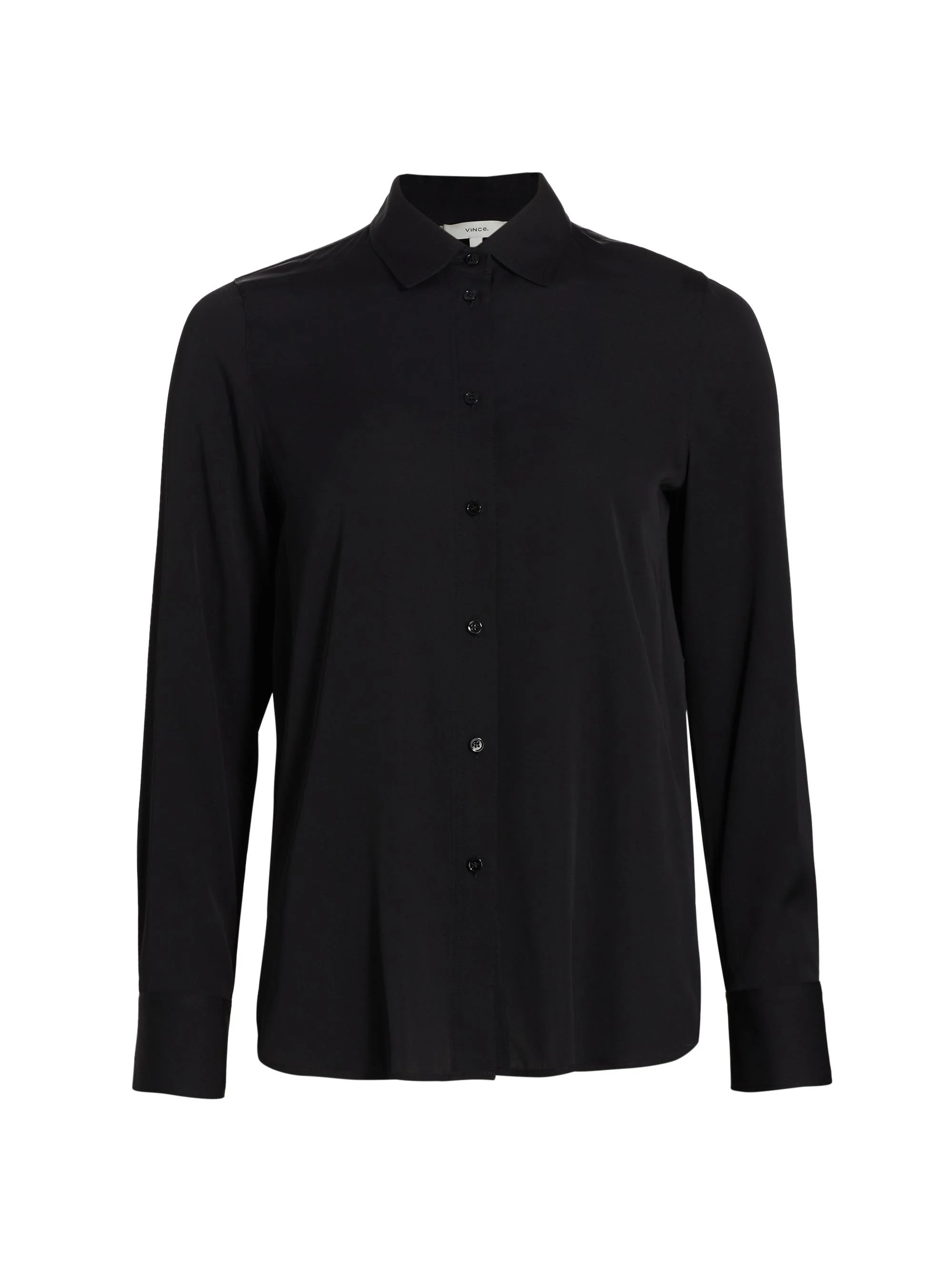 Women's Silk-Blend Slim-Fit Blouse - Black - 1