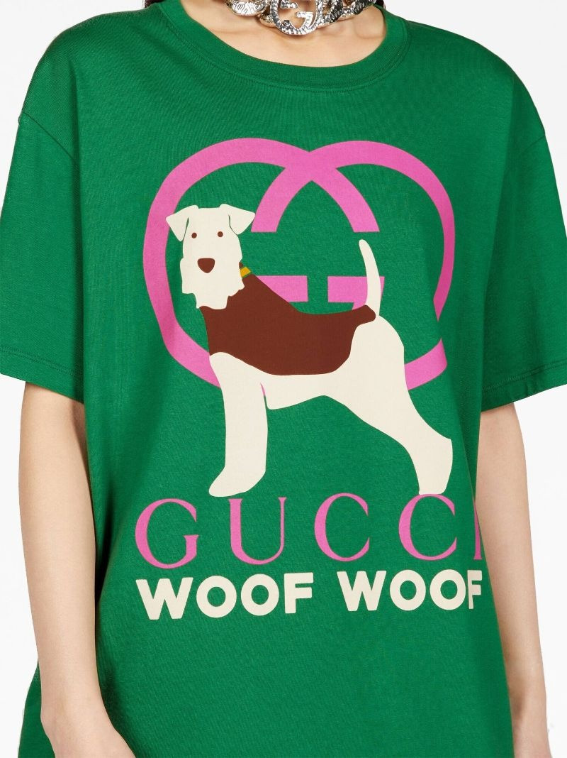 Woof Woof-print cotton T-shirt 5