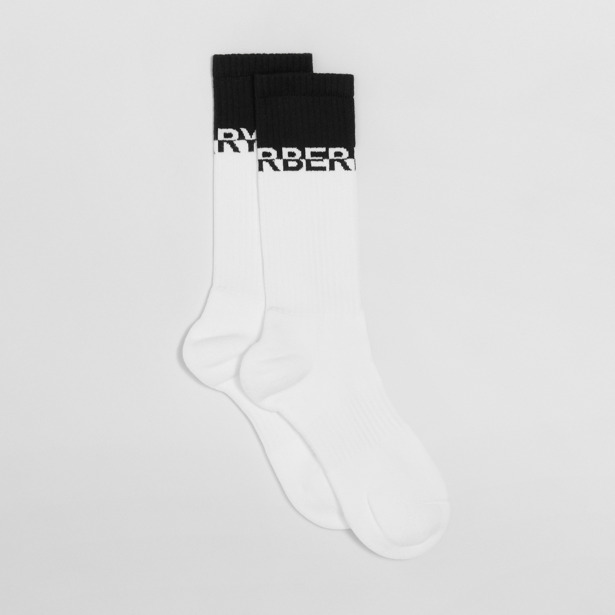 Logo Intarsia Technical Stretch Cotton Socks - 2