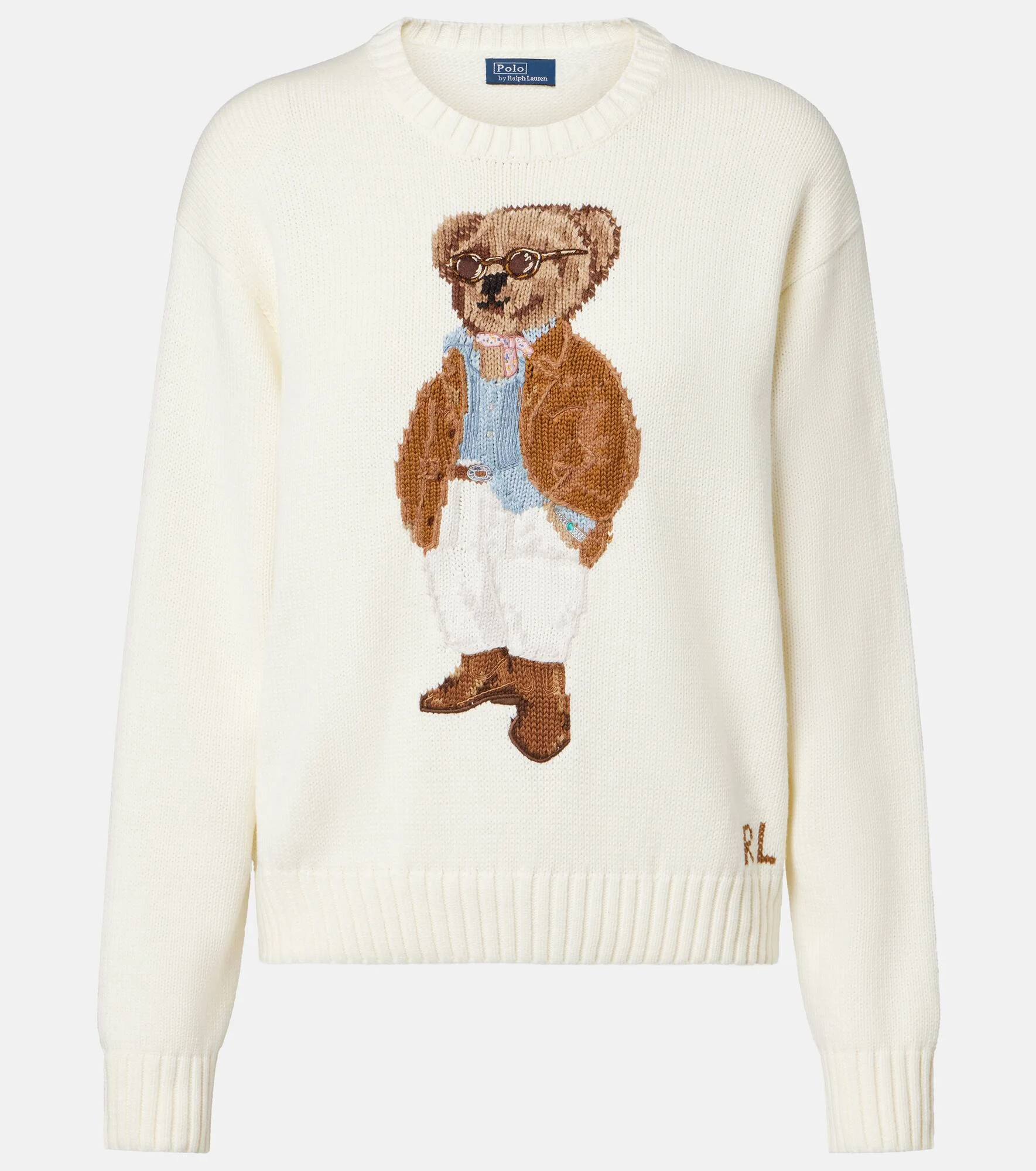 Polo Bear intarsia cotton sweater - 1