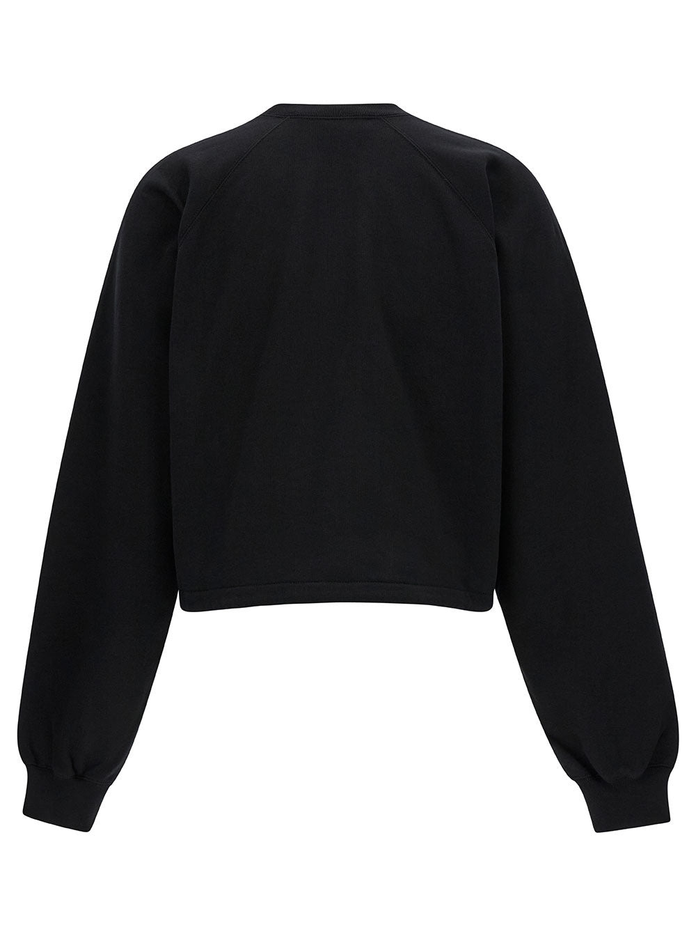 Gucci Women Black Cropped Crewneck Sweatshirt With Logo Print In Cotton Woman - 2