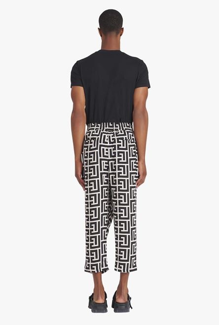 Ivory and black draped eco-designed pants with maxi Balmain monogram - 3