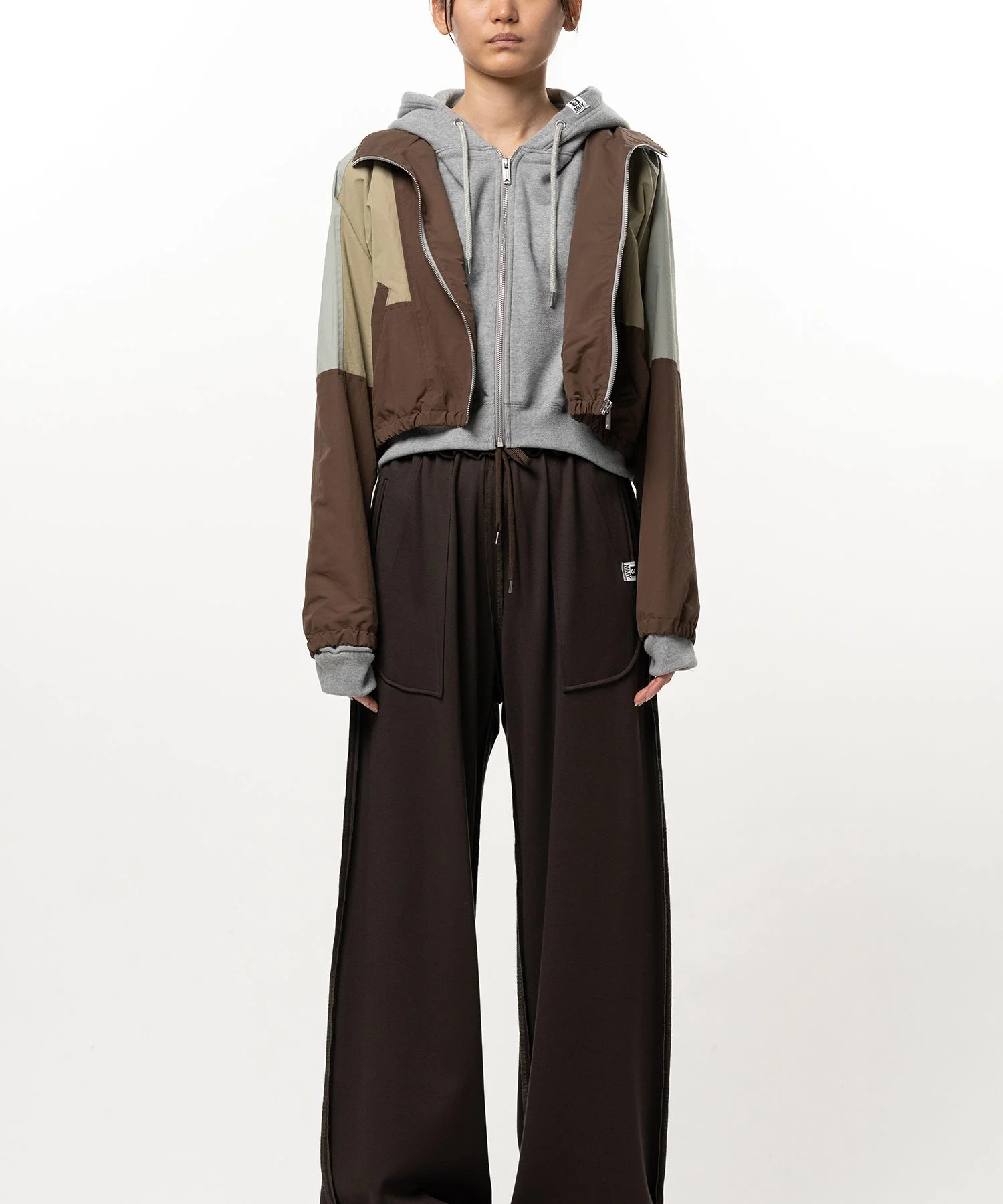 Layered Nylon Zip up Jacket - 1