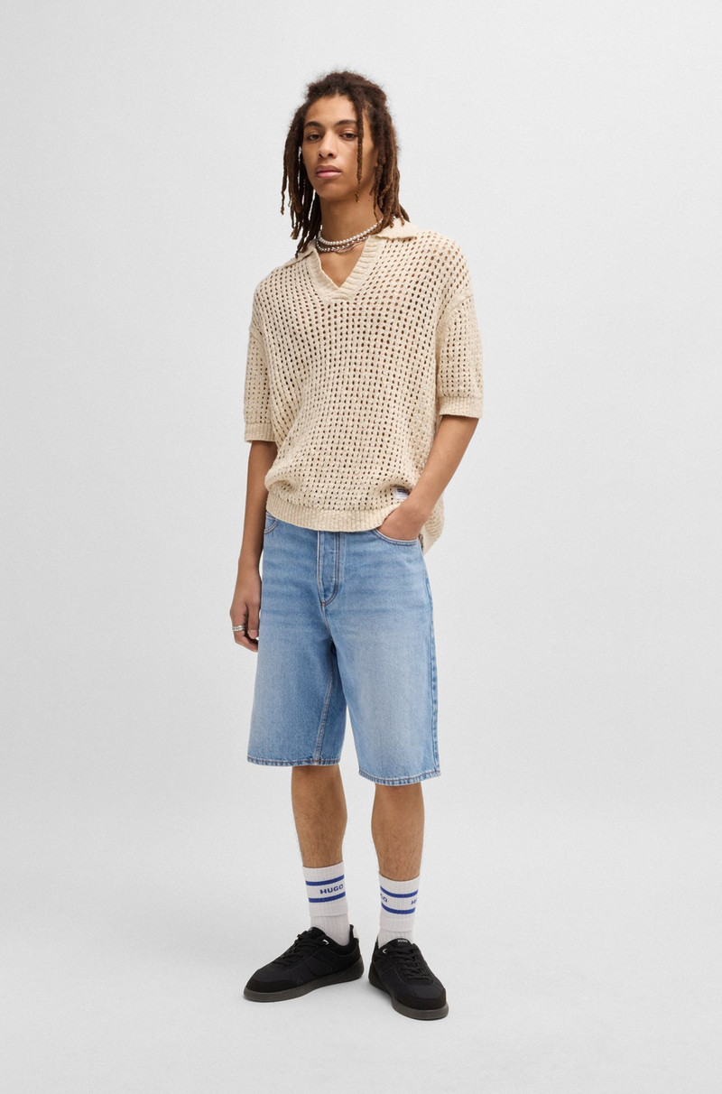 HUGO STRAIGHT-FIT SHORTS IN BLUE STONEWASHED DENIM outlook