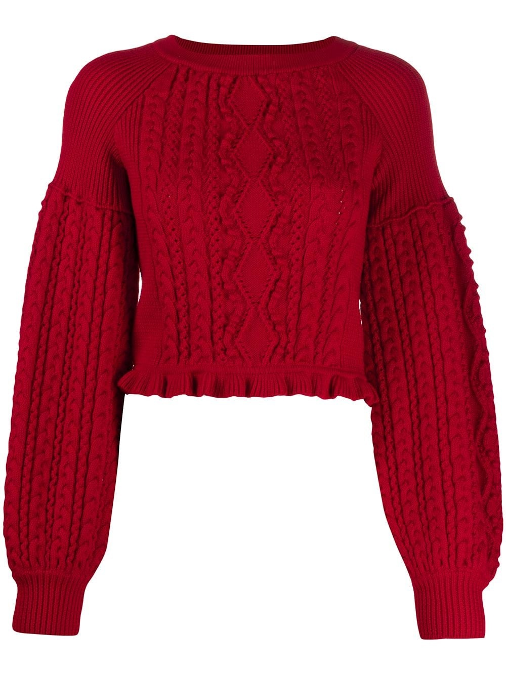 balloon-sleeve cable knit sweater - 1