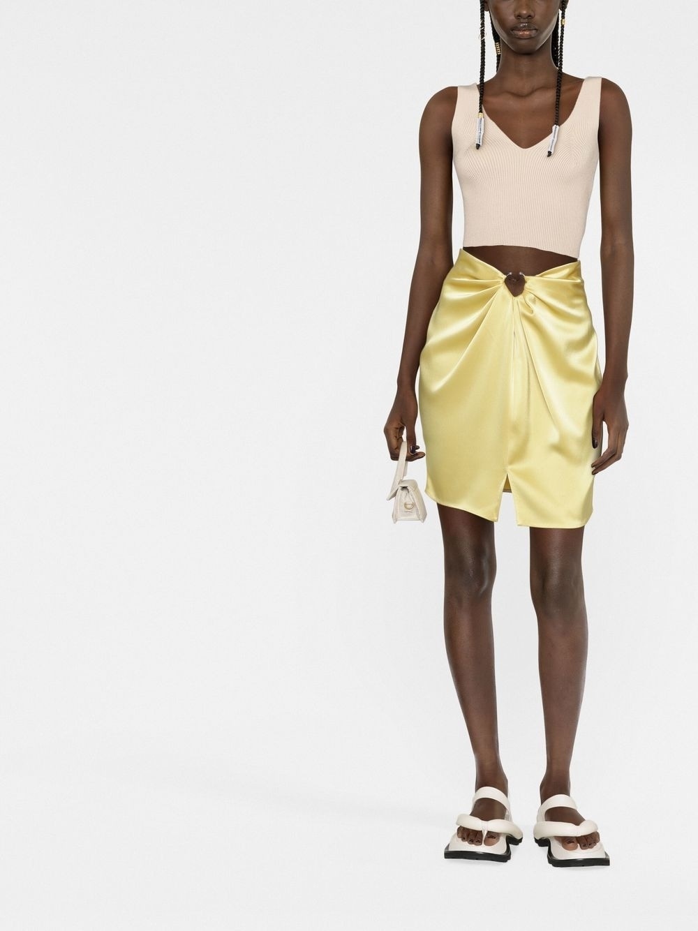 draped satin mini skirt - 2