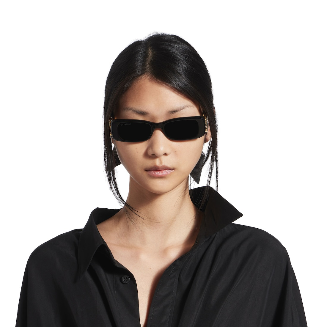 Dynasty Rectangle Sunglasses in Black - 5