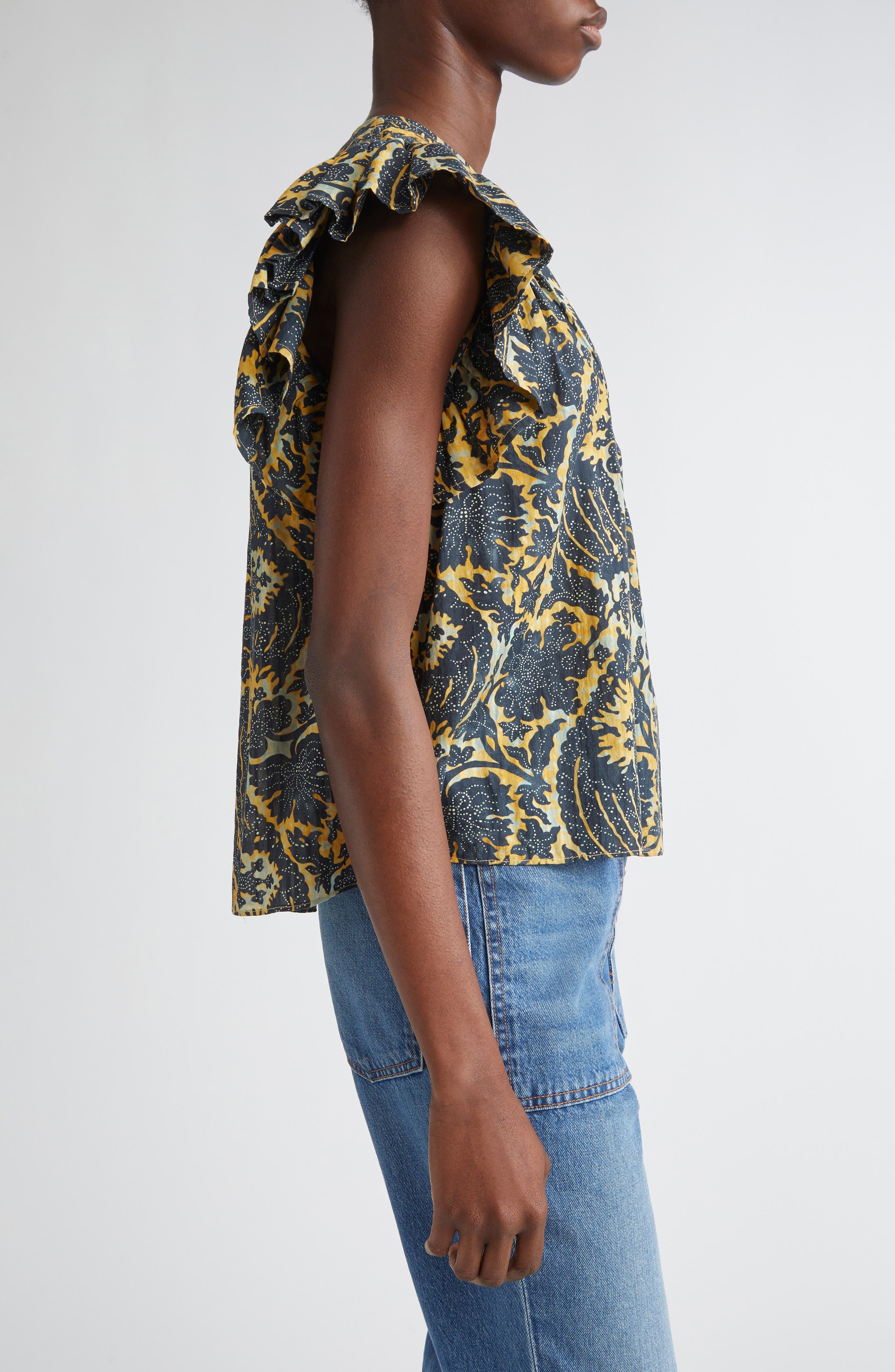 Ulla Johnson Sienna Flutter Sleeve Top in Luna at Nordstrom - 3