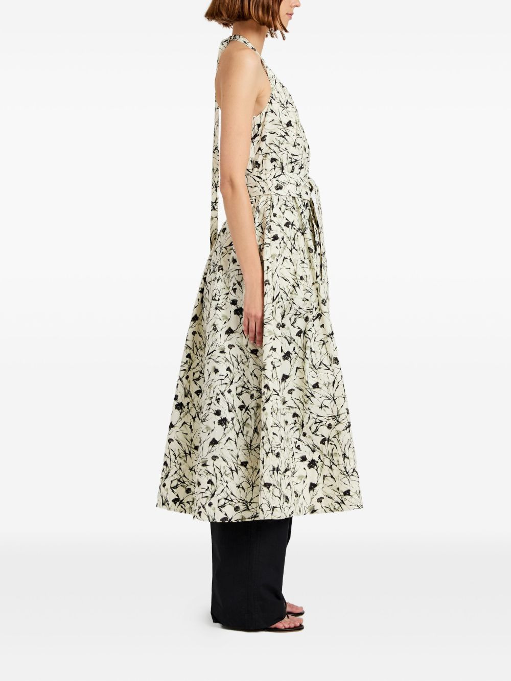 floral-print halterneck midi dress - 3