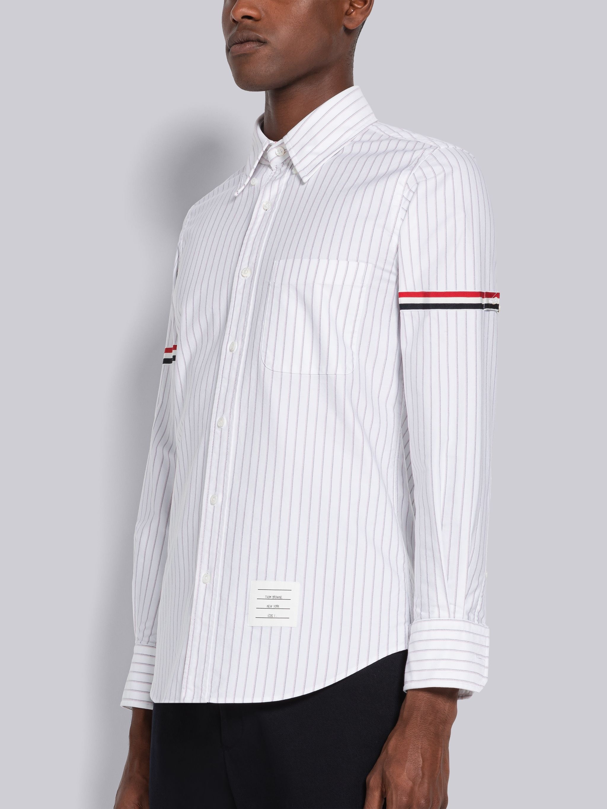 Shadow Pinstripe Oxford Armband Long Sleeve Shirt - 2