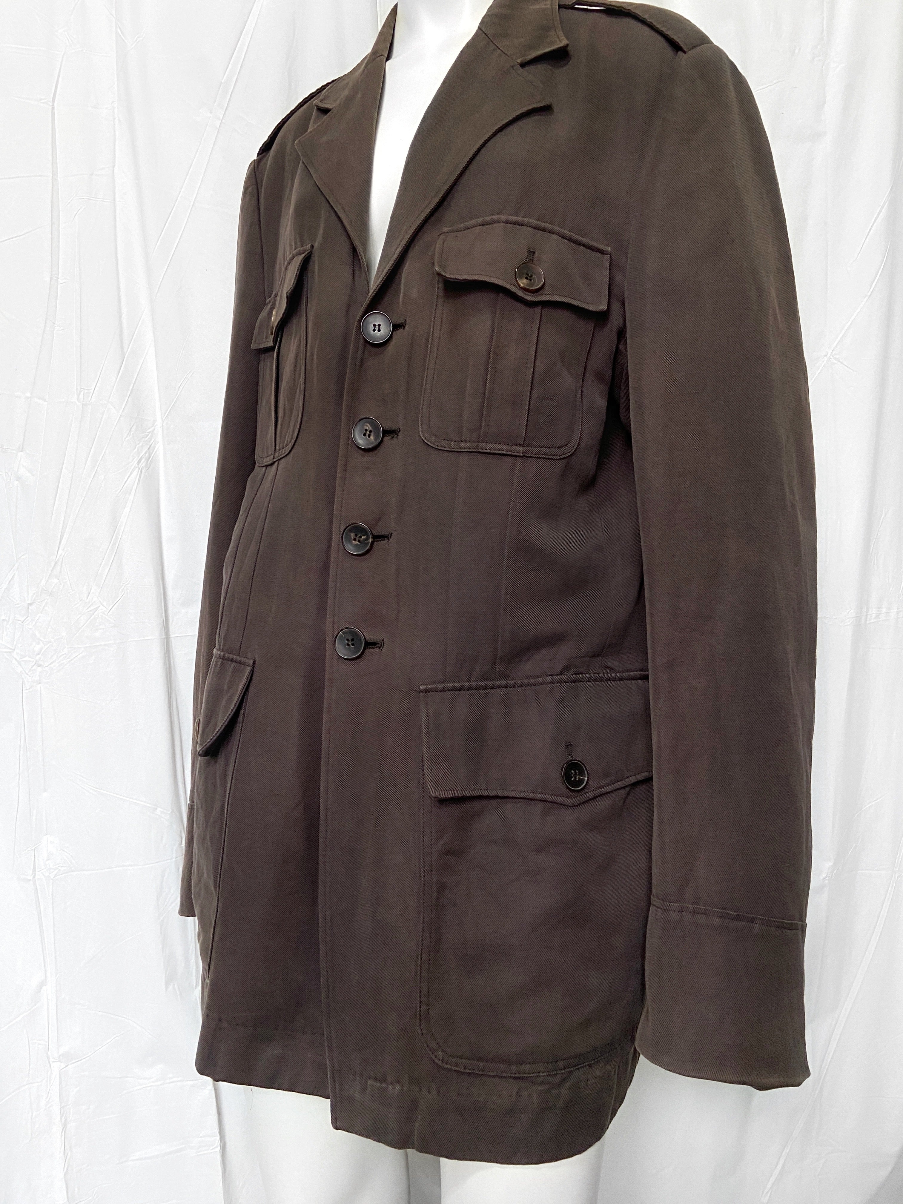 Gucci Spring 2003 Tom Ford Brown Military Jacket Coat 52 - 4