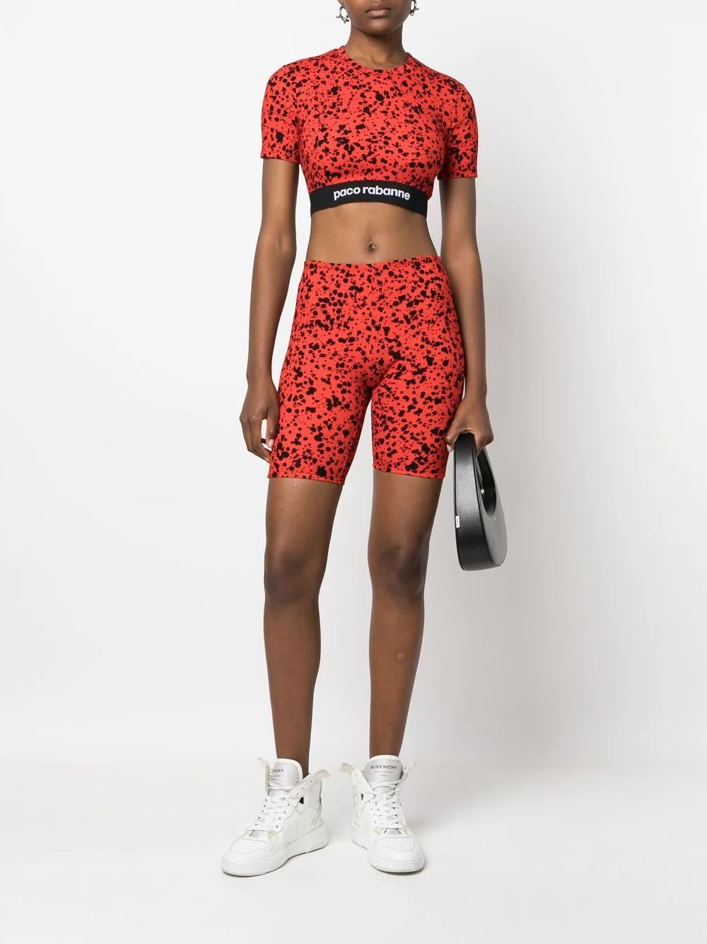 paint-splatter print jersey crop top - 2