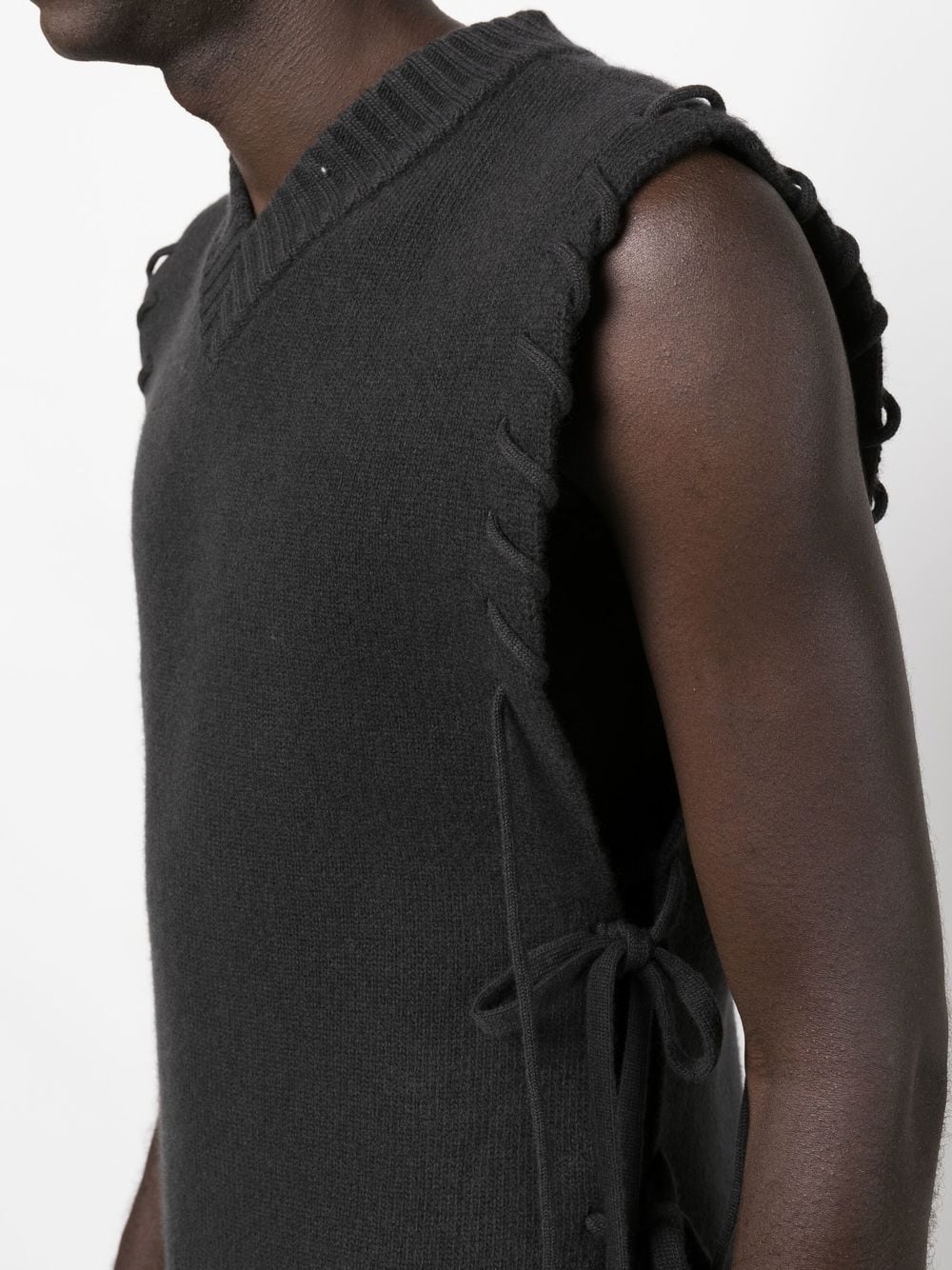 lace-up detail knitted vest - 5