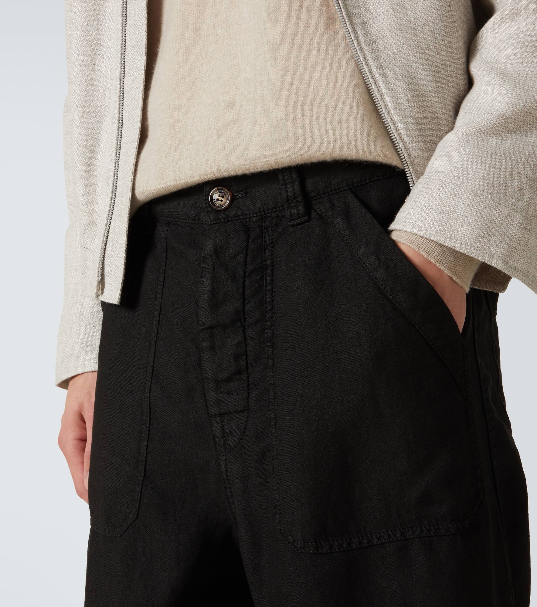 Linen gabardine tapered pants - 5