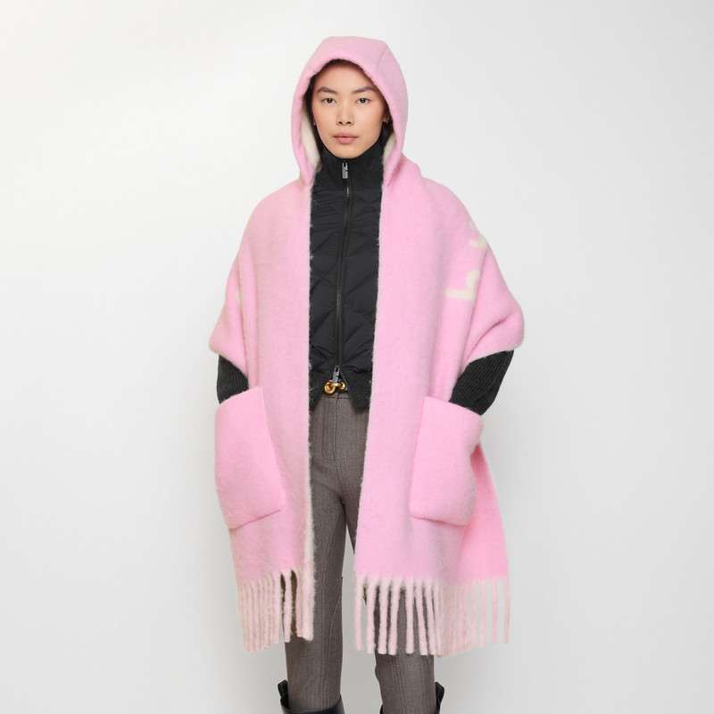 Logo Alpaca Wool Blend Hooded Scarf 3