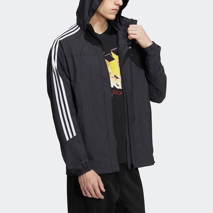 adidas M 3ST 247 CL JK Contrasting Colors Stripe Sports Hooded Jacket Black HC9962 - 4