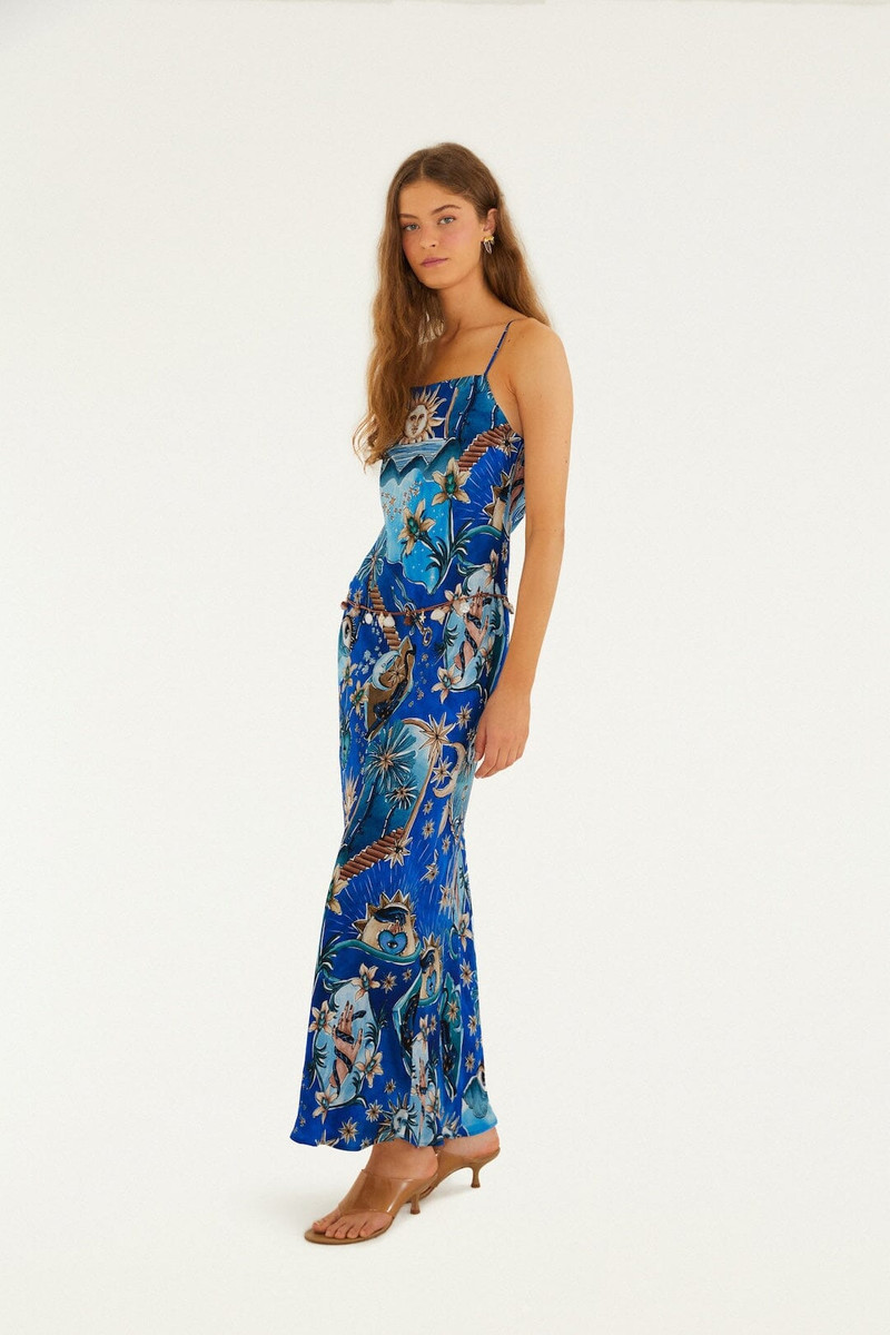 Blue Mystical Lenzing Ecovero Viscose Maxi Dress 4
