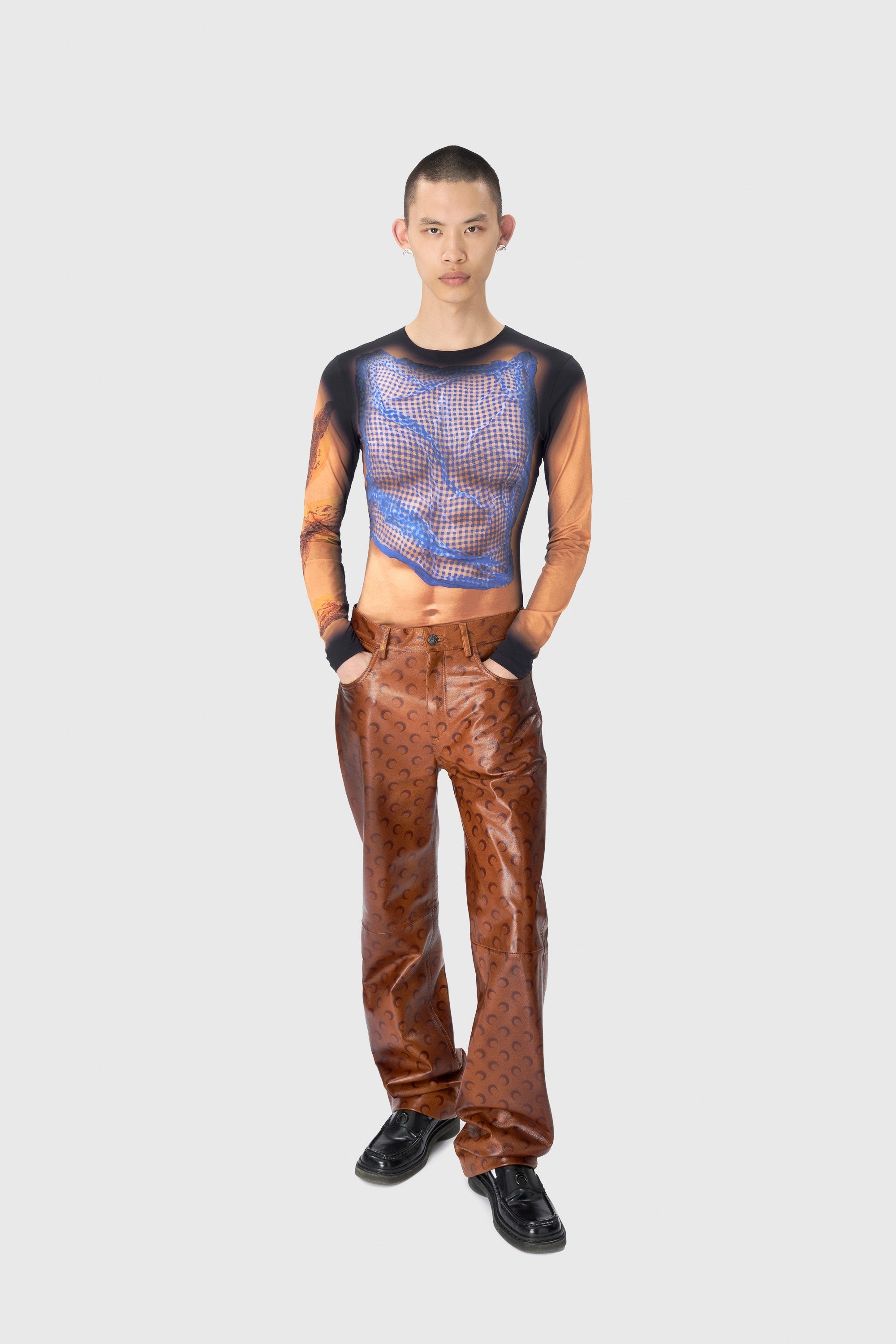 Moon Airbrushed Leather Wide Leg Pants - 3