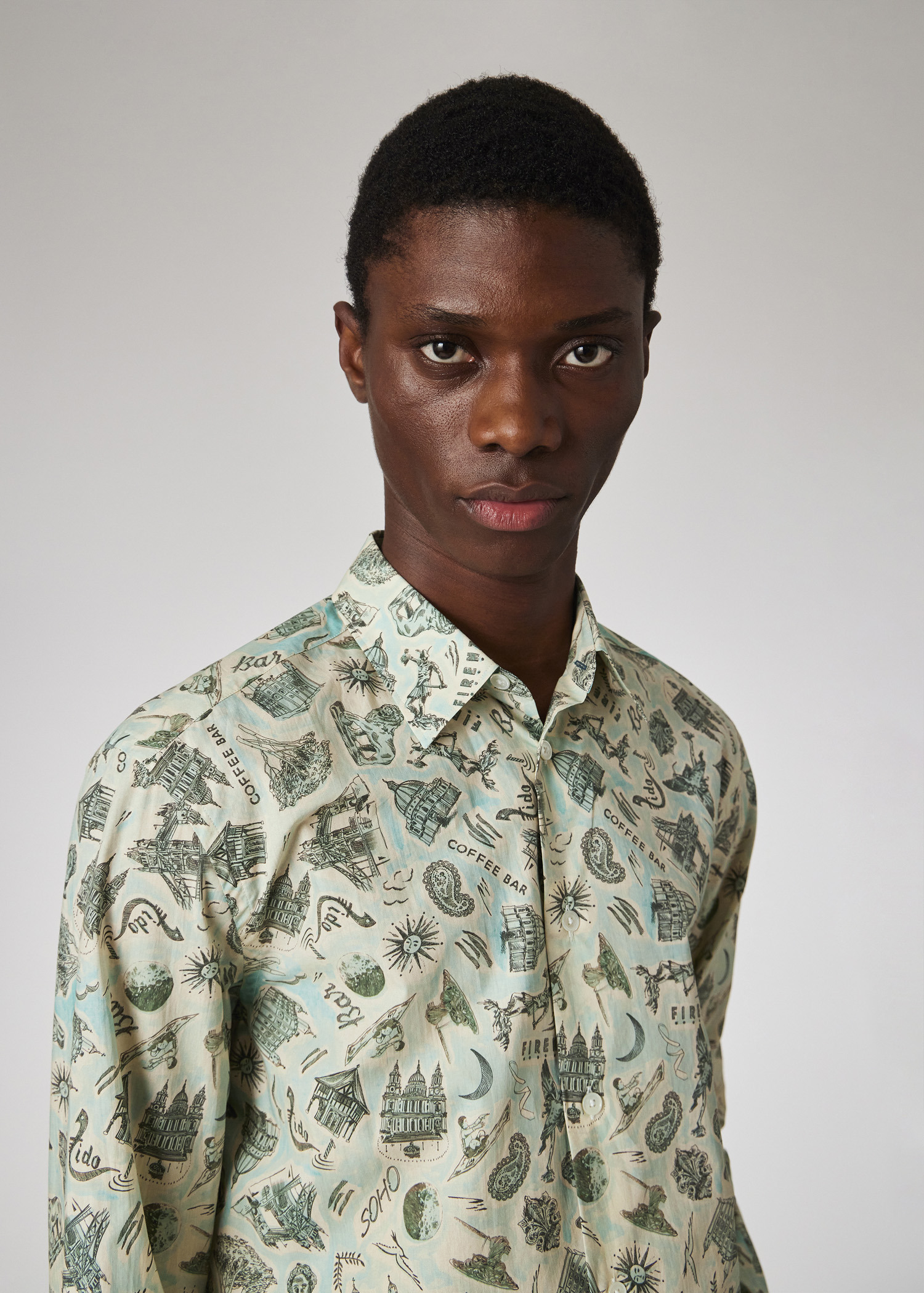 Green Cotton Long-Sleeve 'Souvenir' Shirt - 7