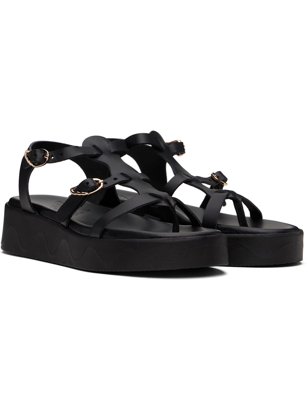 Black Grace Kelly Wave Sandals - 4