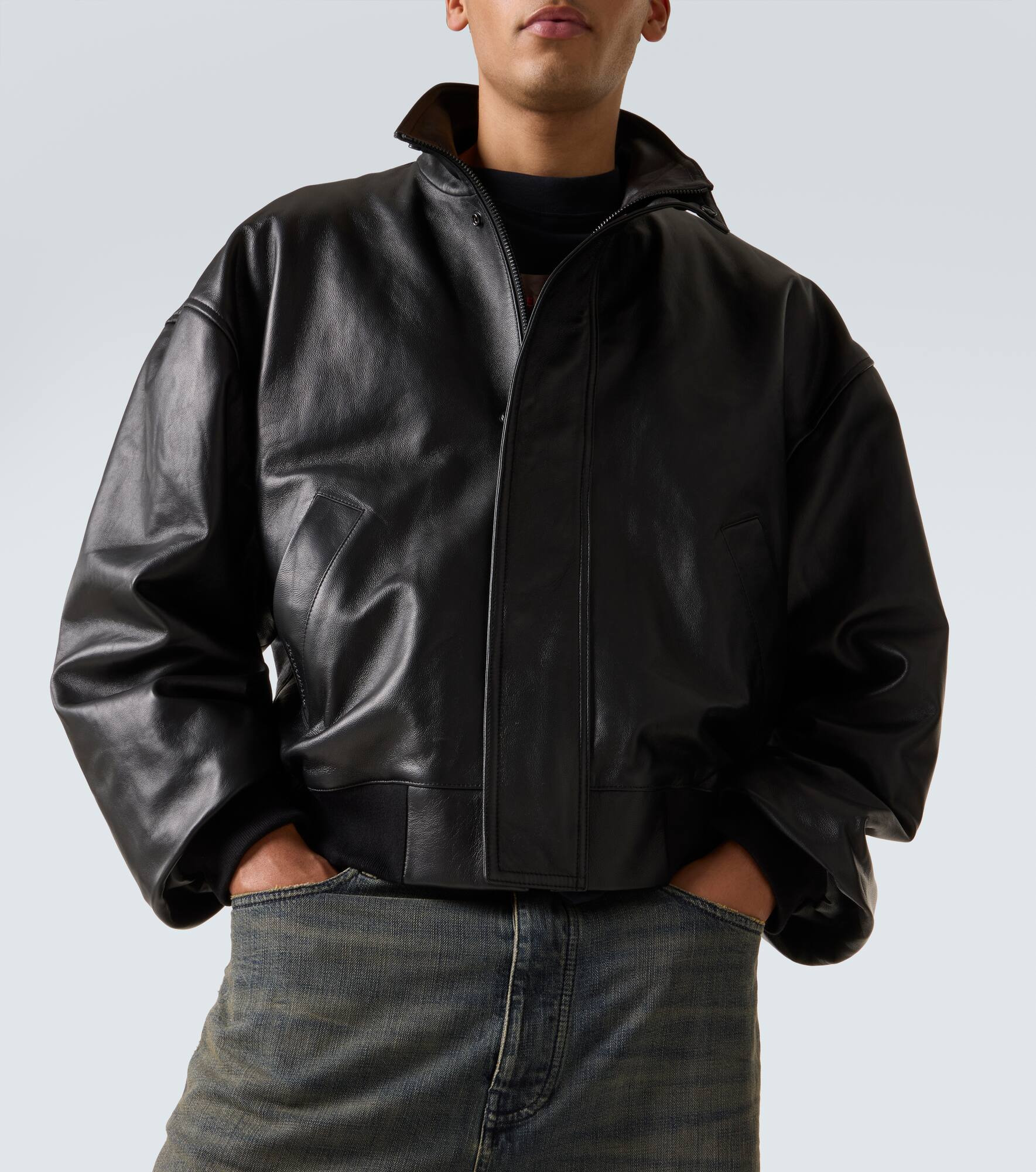 Leather blouson - 5