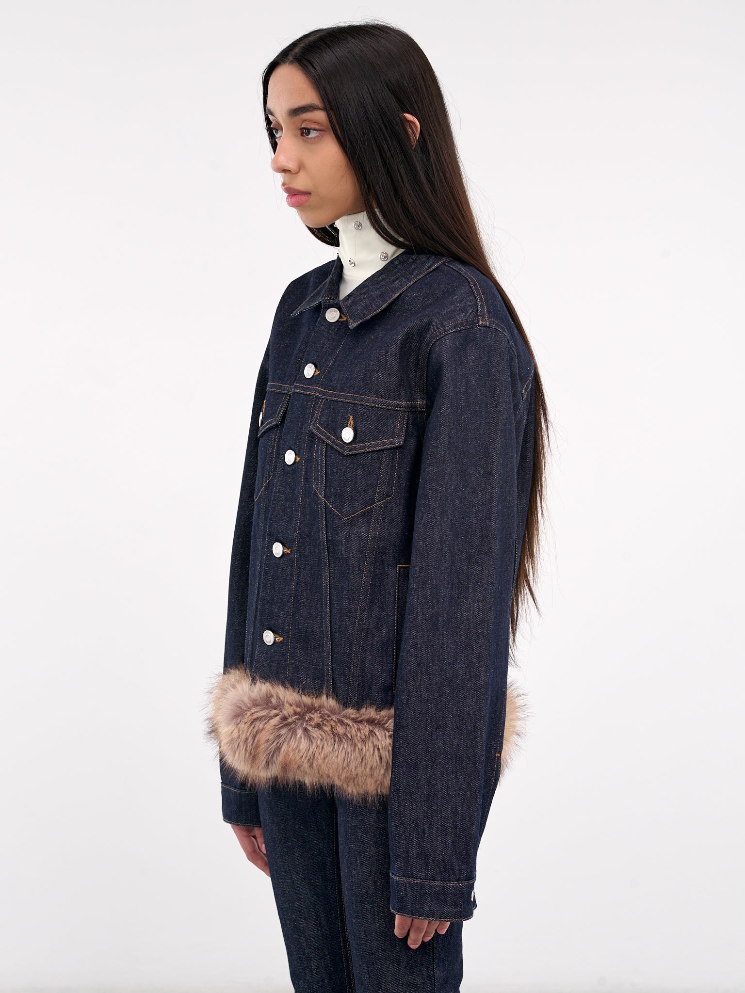 Faux Fur Denim Jacket - 2